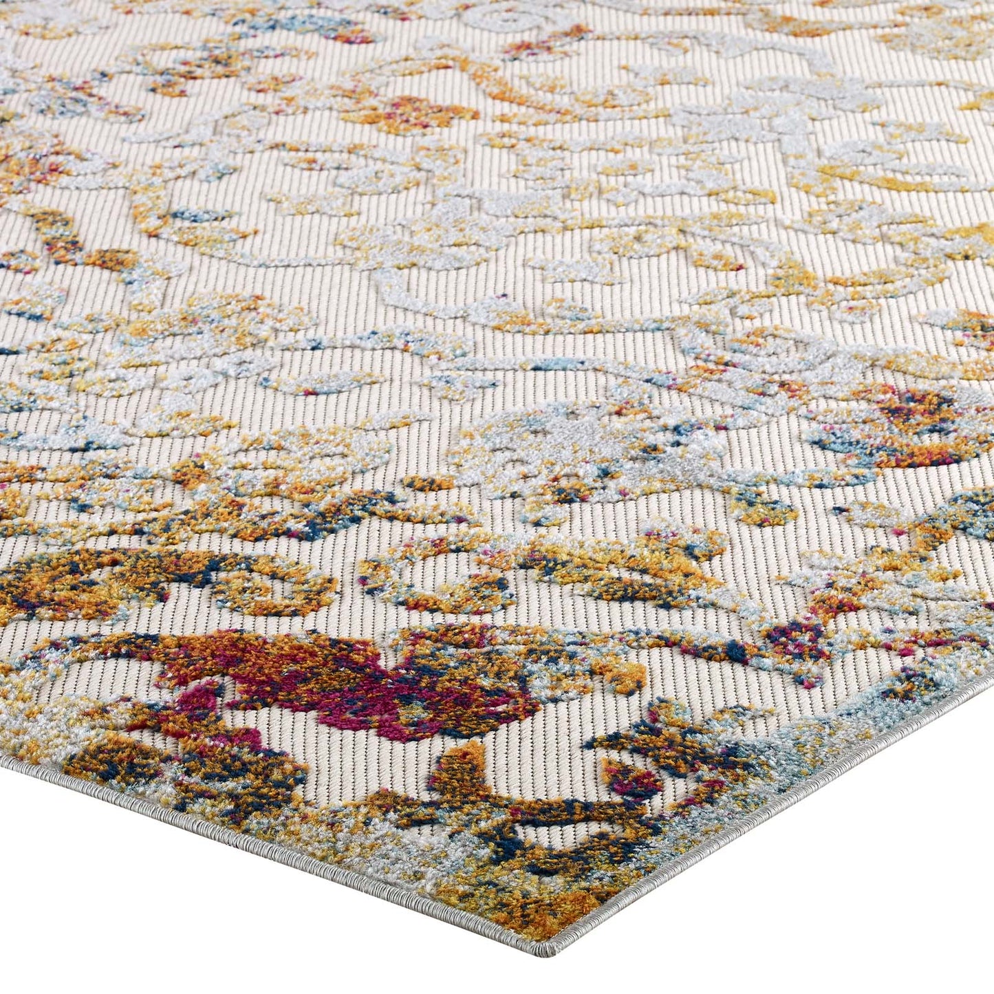 Reflect Primrose Ornate Floral Lattice 5x8 Indoor/Outdoor Area Rug by Modway
