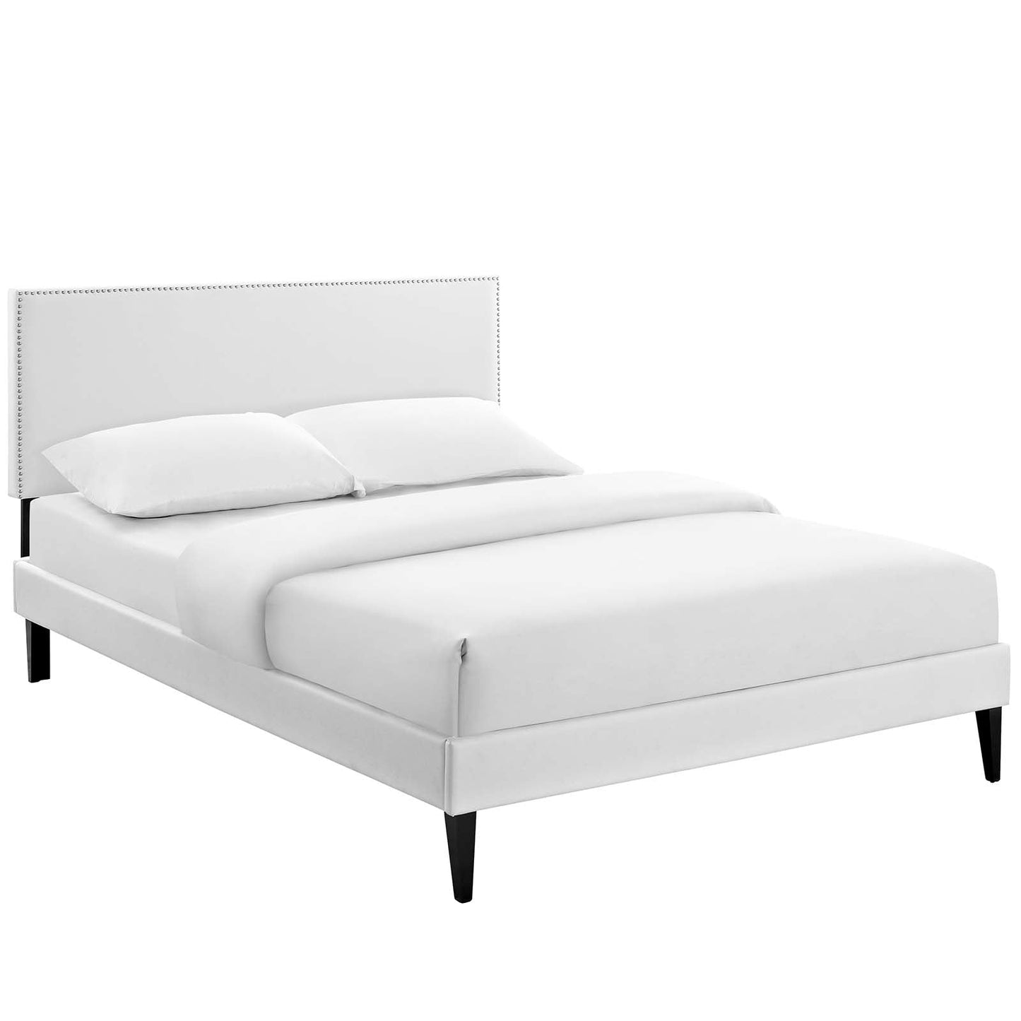 Macie Vinyl Full Platform Bed with Squared Tapered Legs by Modway