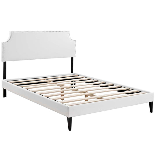 Corene Vinyl Queen Platform Bed with Squared Tapered Legs by Modway