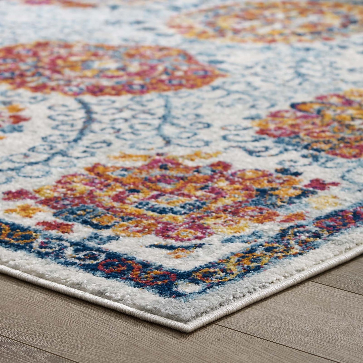 Entourage Kensie Distressed Floral Moroccan Trellis 8x10 Area Rug by Modway