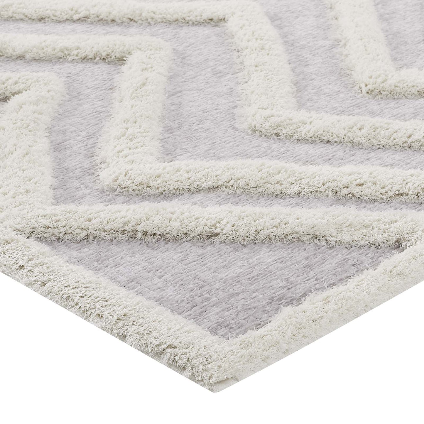 Whimsical Pathway Abstract Chevron Shag 5x8 Area Rug by Modway