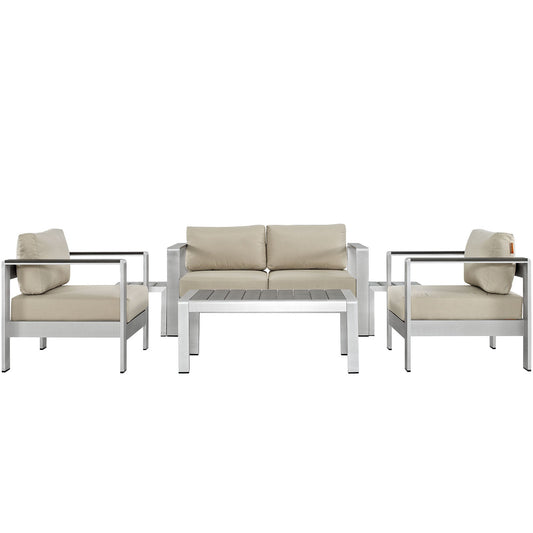 Shore 6 Piece Outdoor Patio Aluminum Sectional Sofa Set by Modway