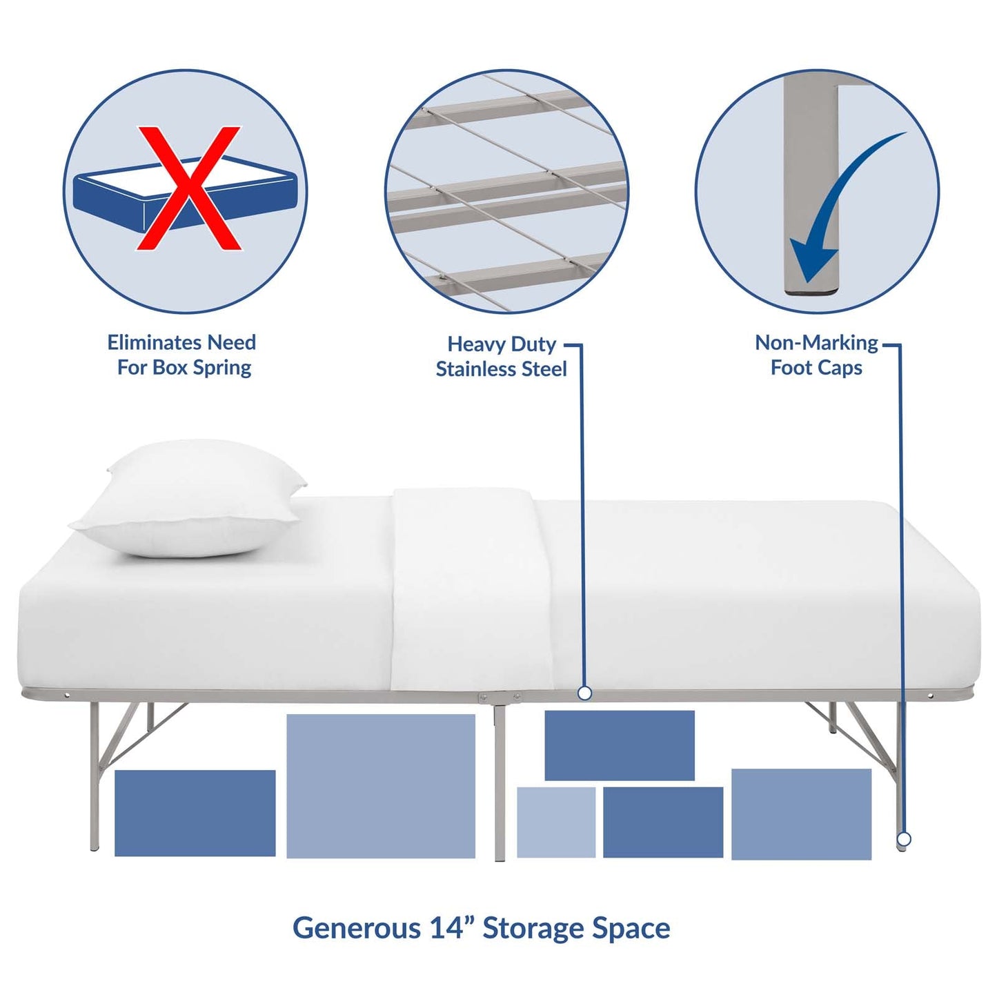 Horizon Stainless Steel Twin Bed Frame by Modway