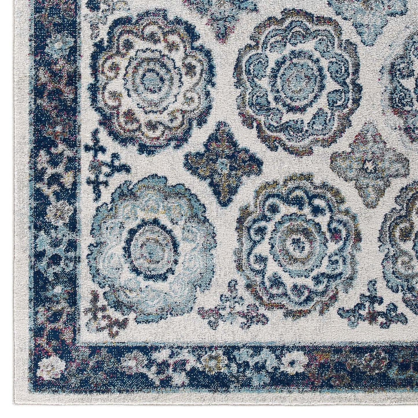 Entourage Odile Distressed Floral Moroccan Trellis 8x10 Area Rug by Modway