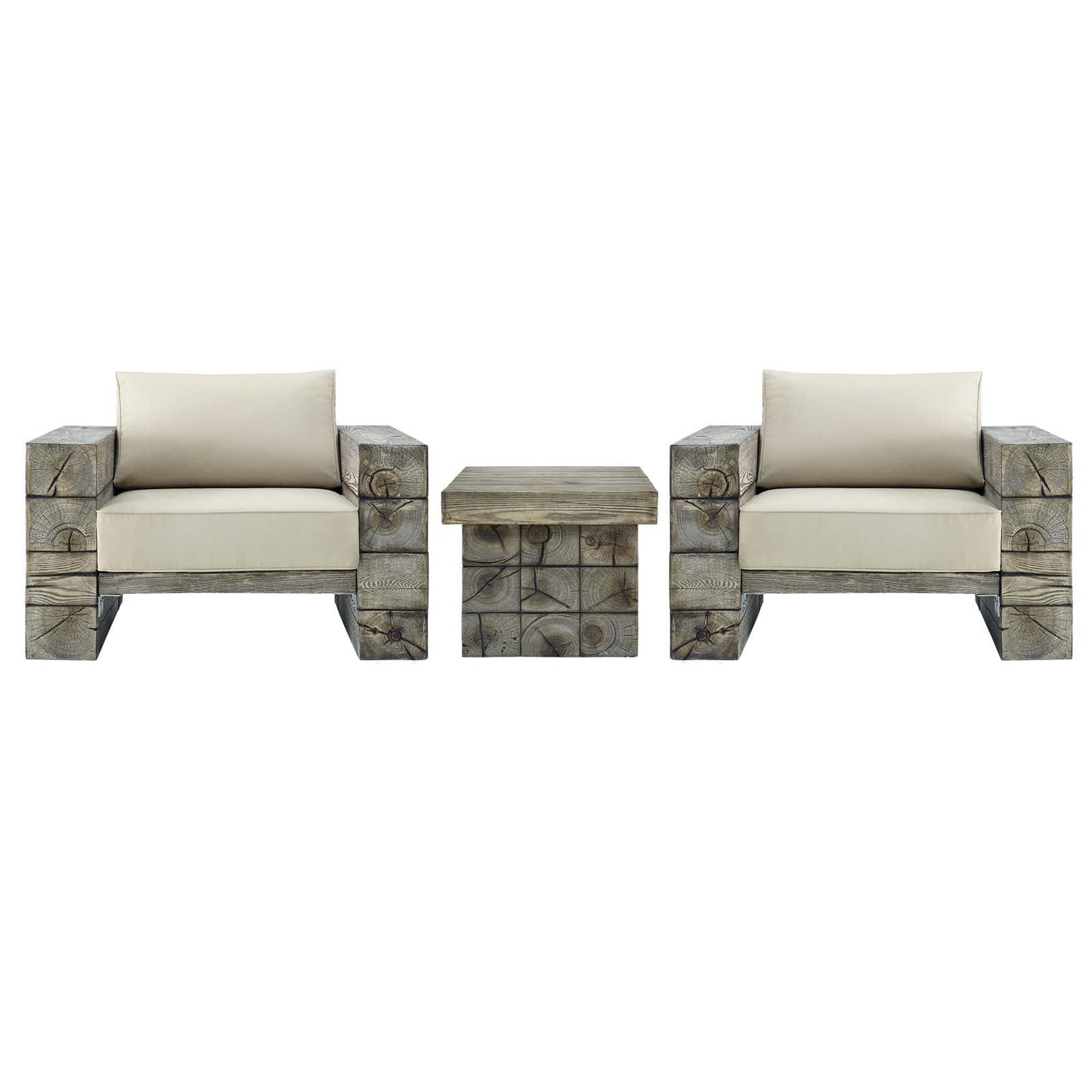 Manteo Rustic Coastal Outdoor Patio Sunbrella¨ 3 Piece Set