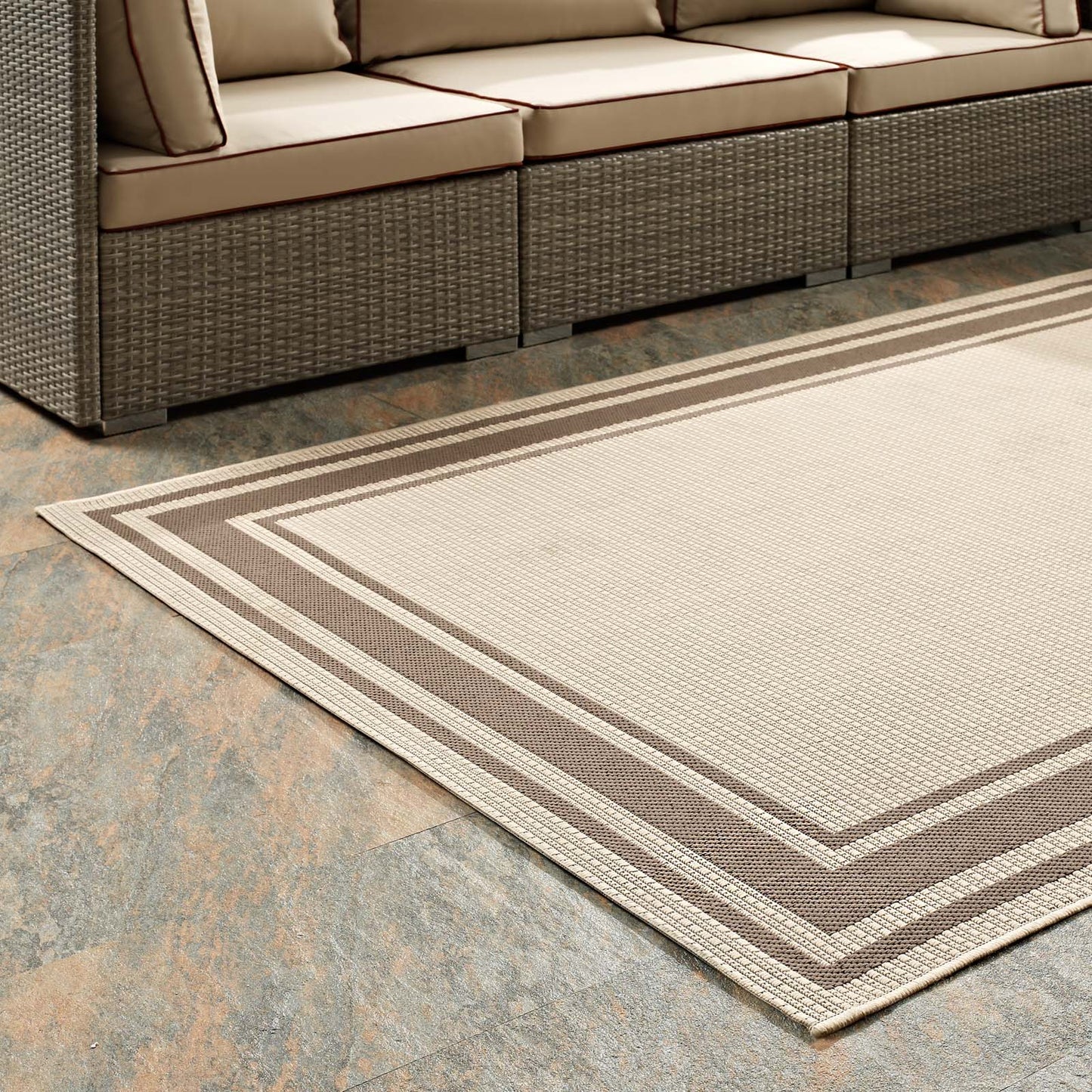 Rim Solid Border Indoor and Outdoor 5x8 Area Rug by Modway