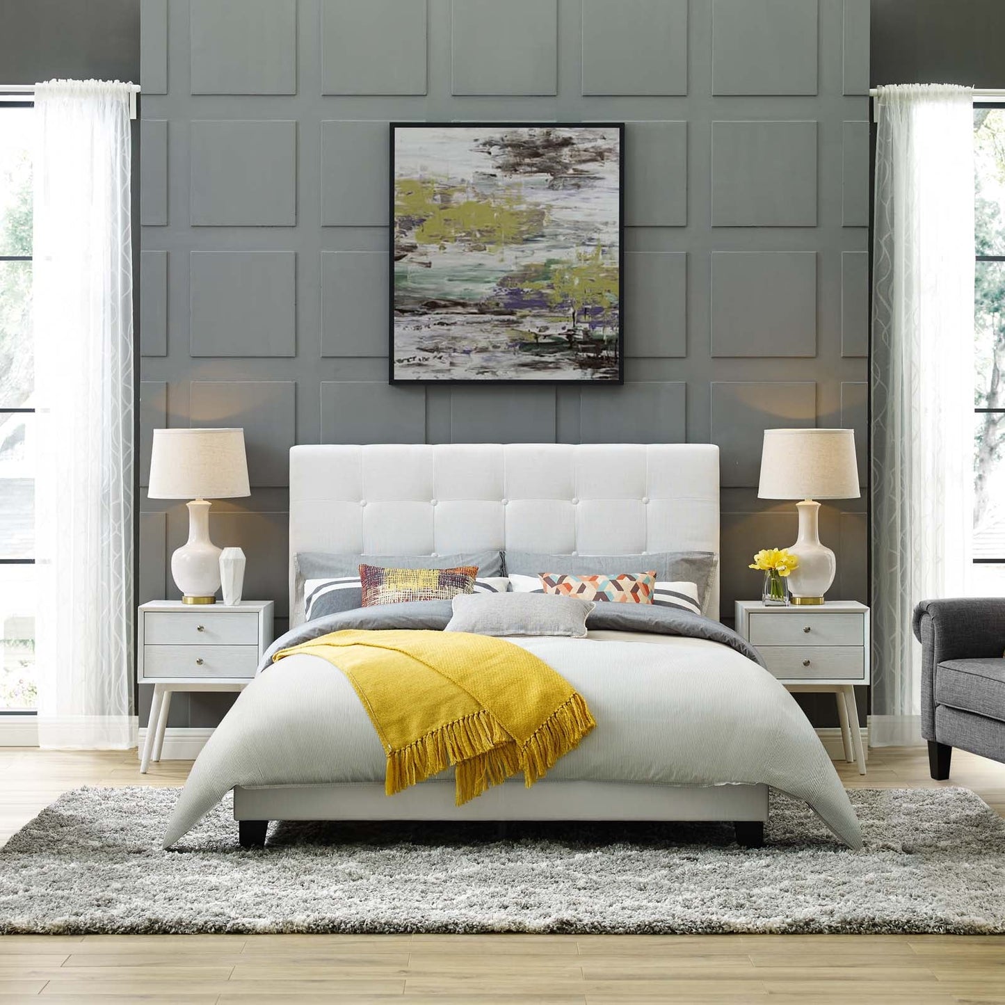 Melanie Tufted Button Upholstered Fabric Full Platform Bed by Modway