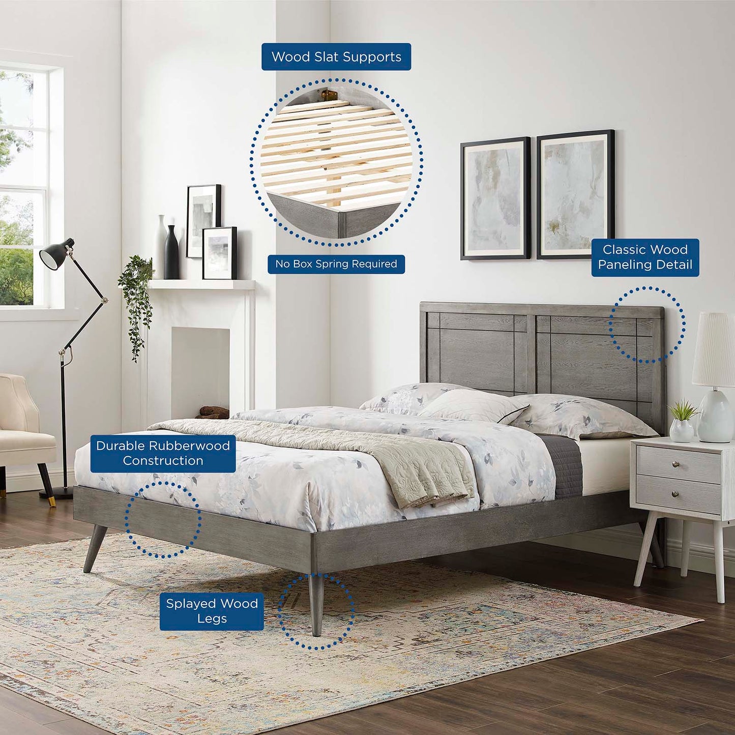 Marlee Wood Queen Platform Bed With Splayed Legs by Modway