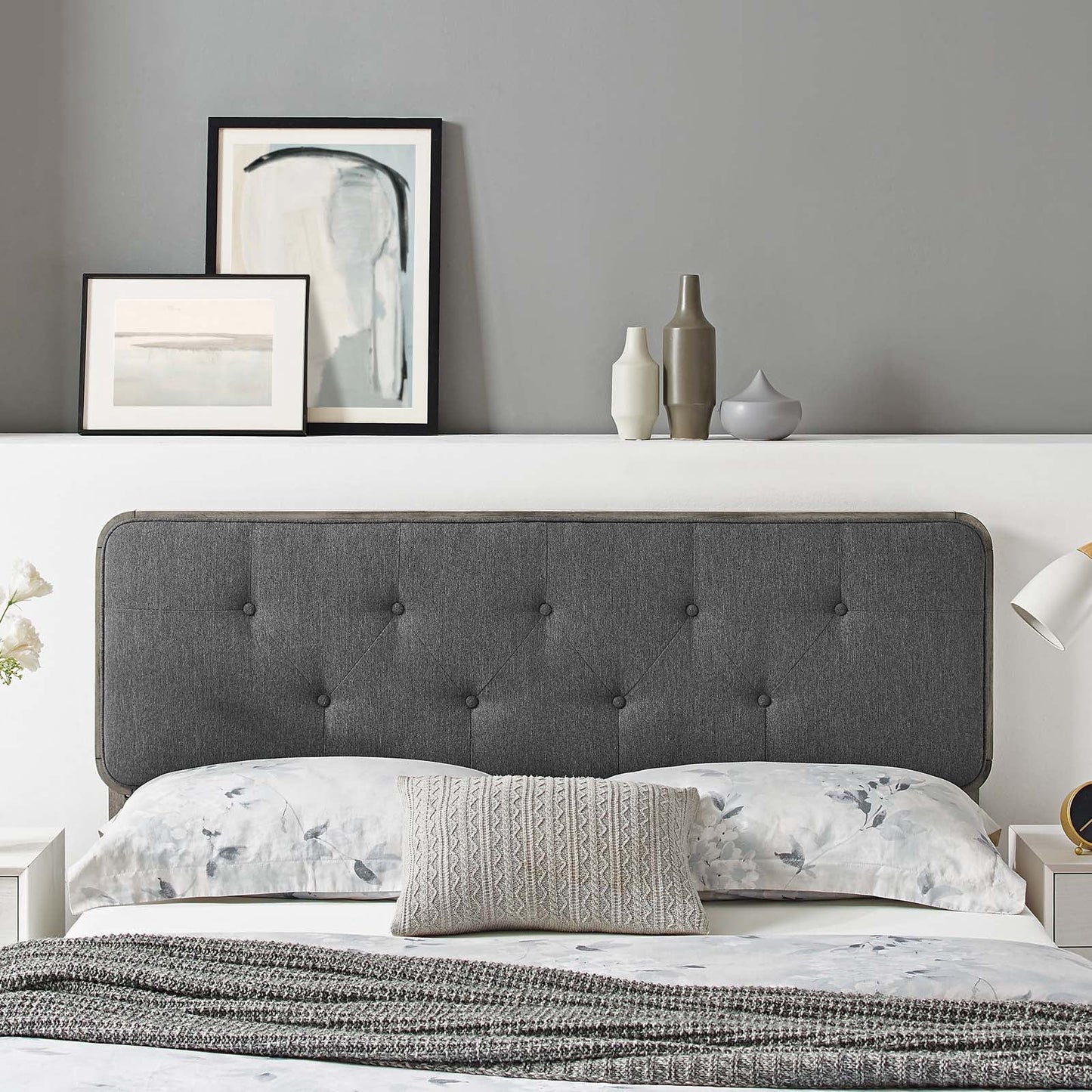 Collins Tufted Fabric and Wood King Headboard by Modway
