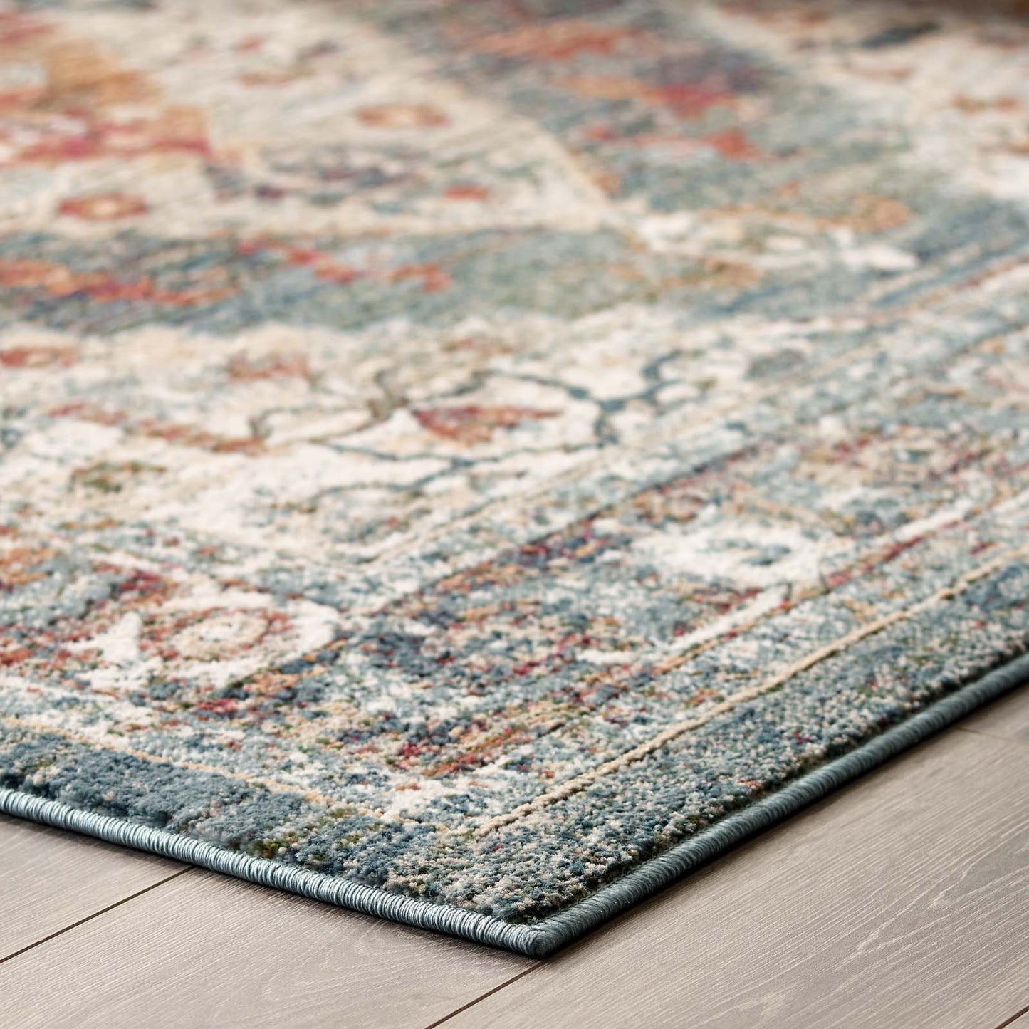 Tribute Camellia Distressed Vintage Floral Vintage Medallion 8x10 Area Rug by Modway