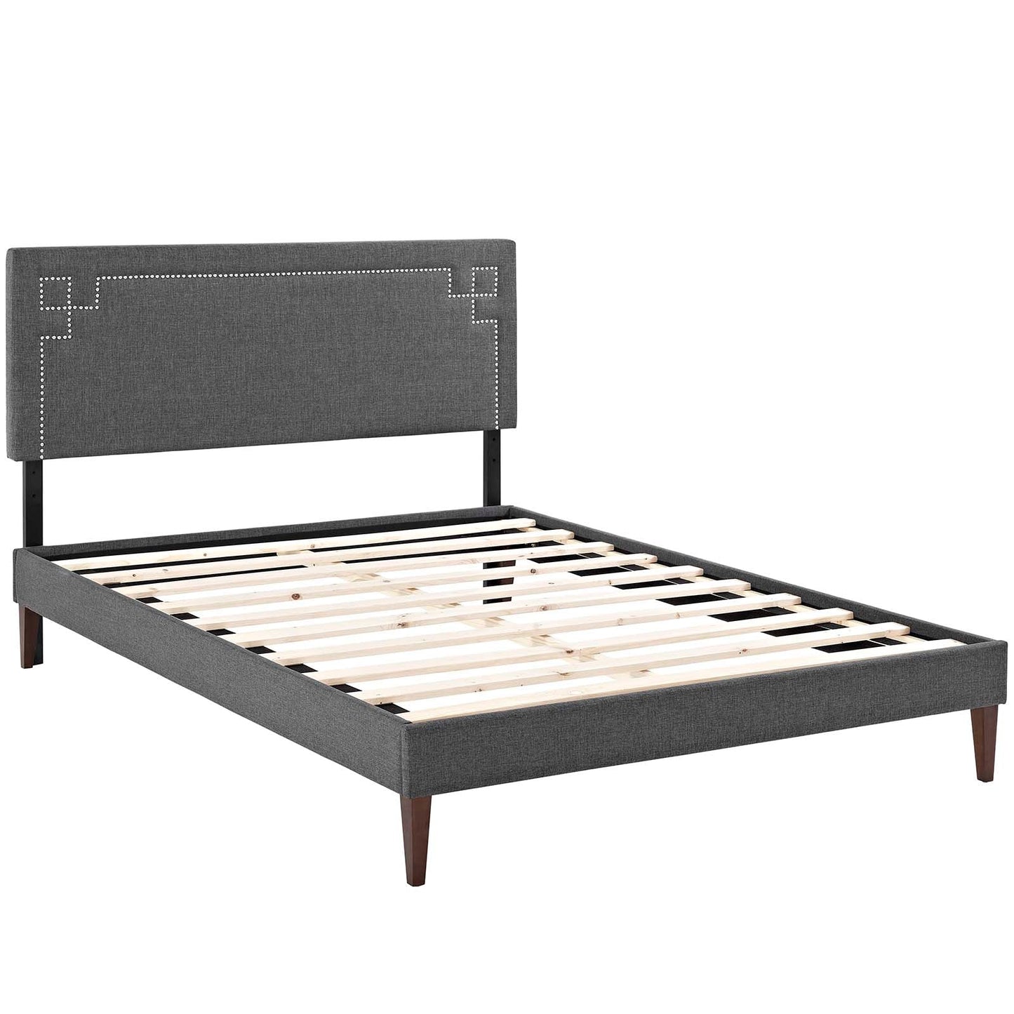 Ruthie Fabric Queen Platform Bed with Squared Tapered Legs by Modway