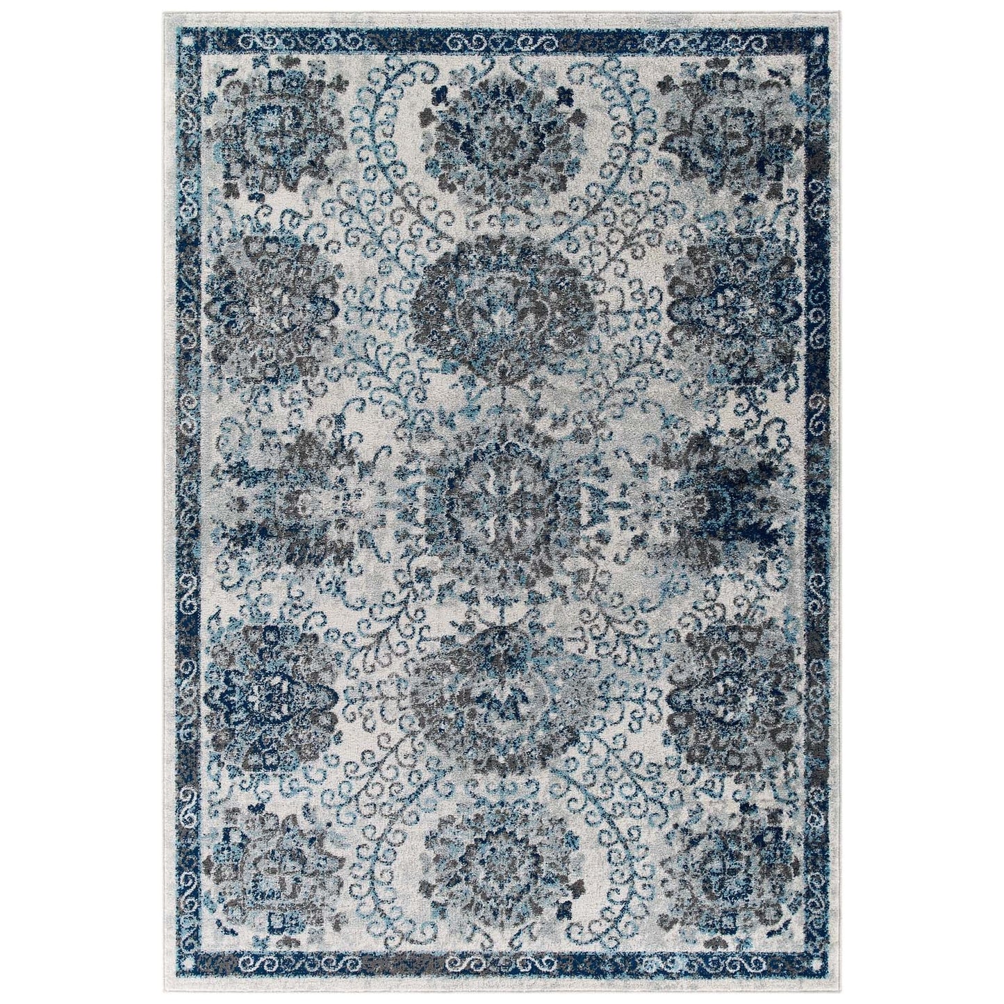 Entourage Kensie Distressed Floral Moroccan Trellis 8x10 Area Rug by Modway