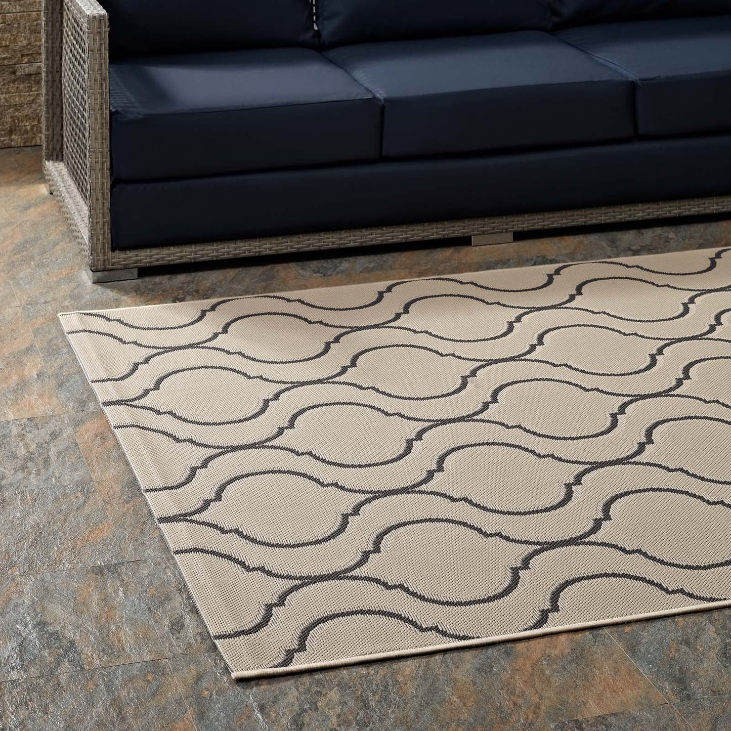 Linza Wave Abstract Trellis Indoor and Outdoor 5x8 Area Rug by Modway