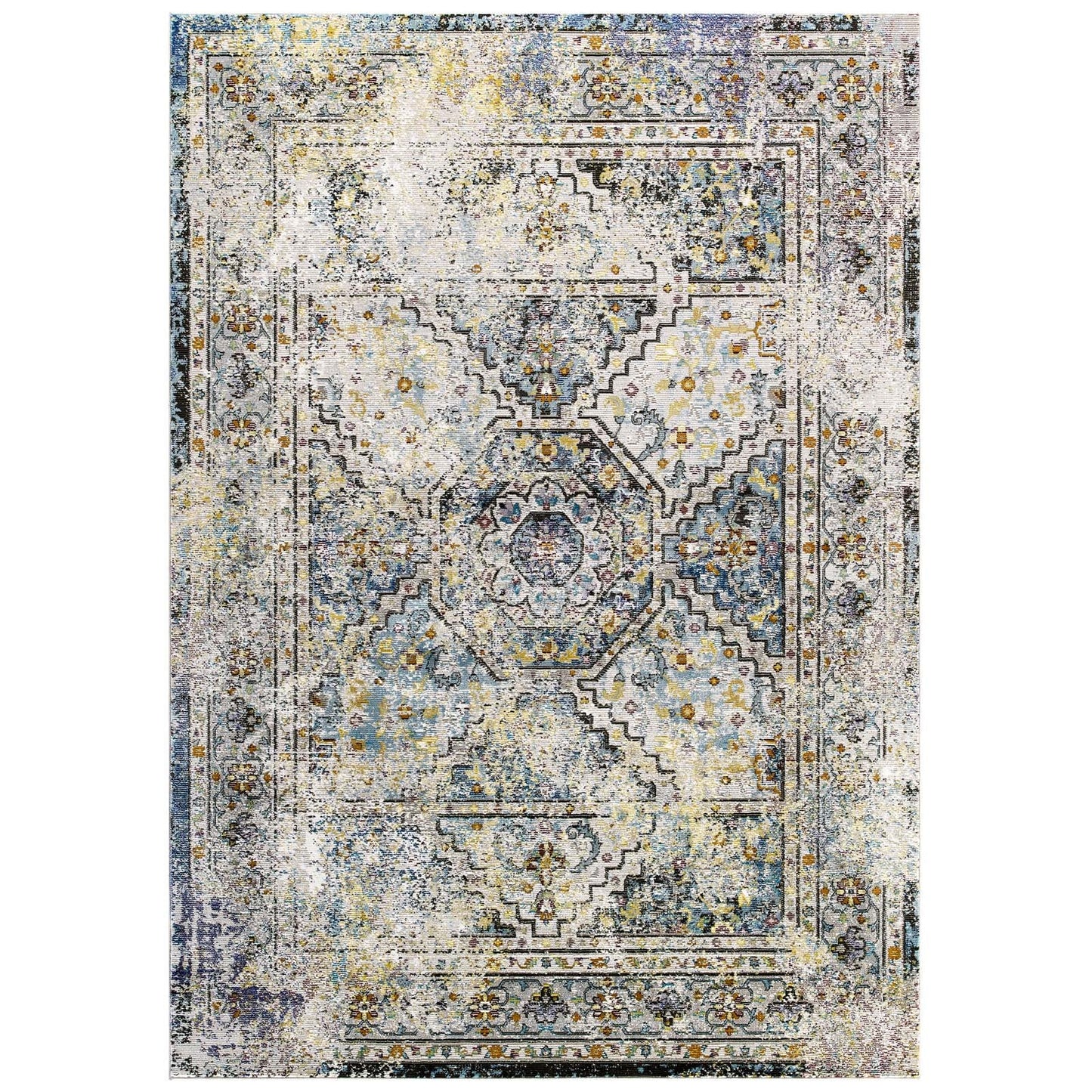 Success Jacinda Distressed Vintage Floral Vintage Medallion 8x10 Area Rug by Modway