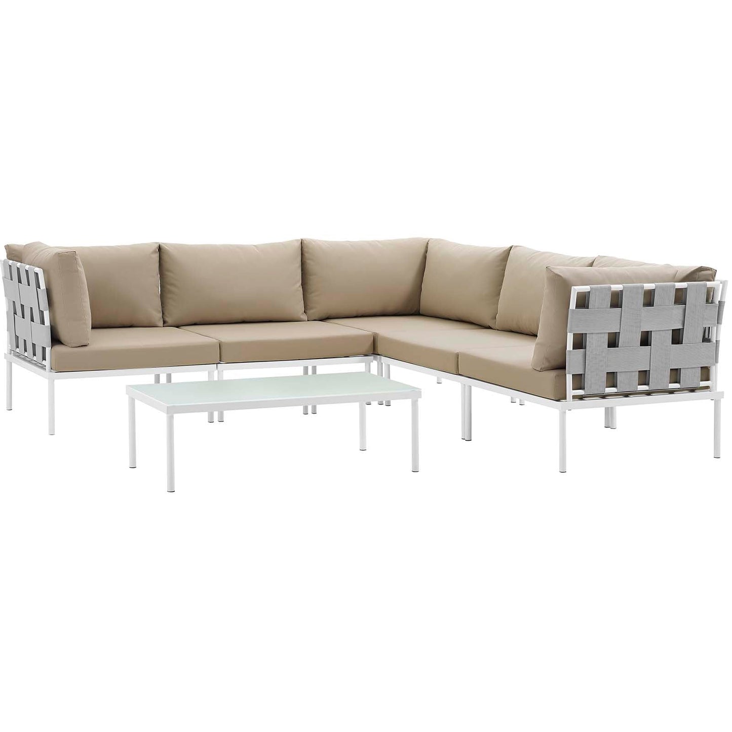 Harmony 6 Piece Outdoor Patio Aluminum Sectional Sofa Set by Modway