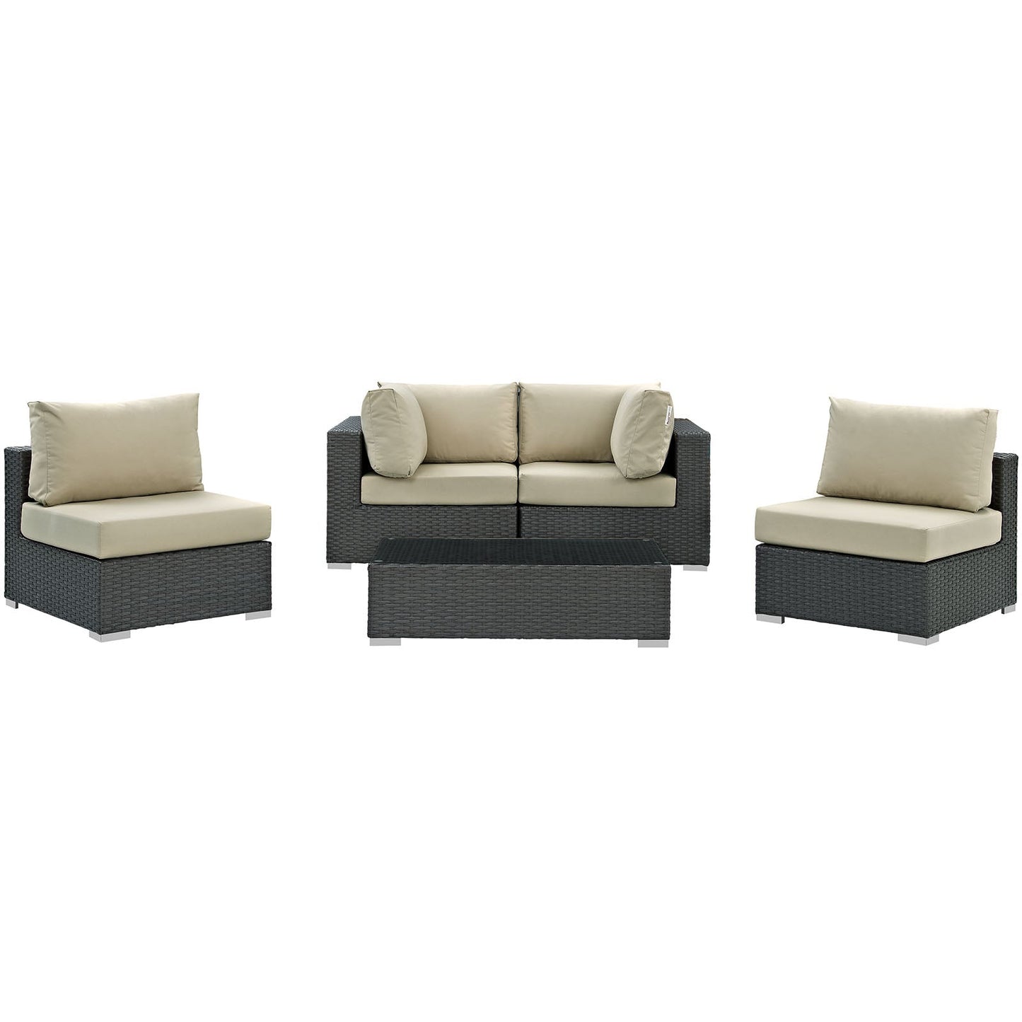 Sojourn 5 Piece Outdoor Patio Sunbrella¨ Sectional Set by Modway