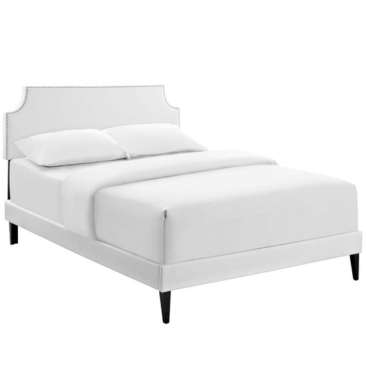 Corene Vinyl Full Platform Bed with Squared Tapered Legs by Modway