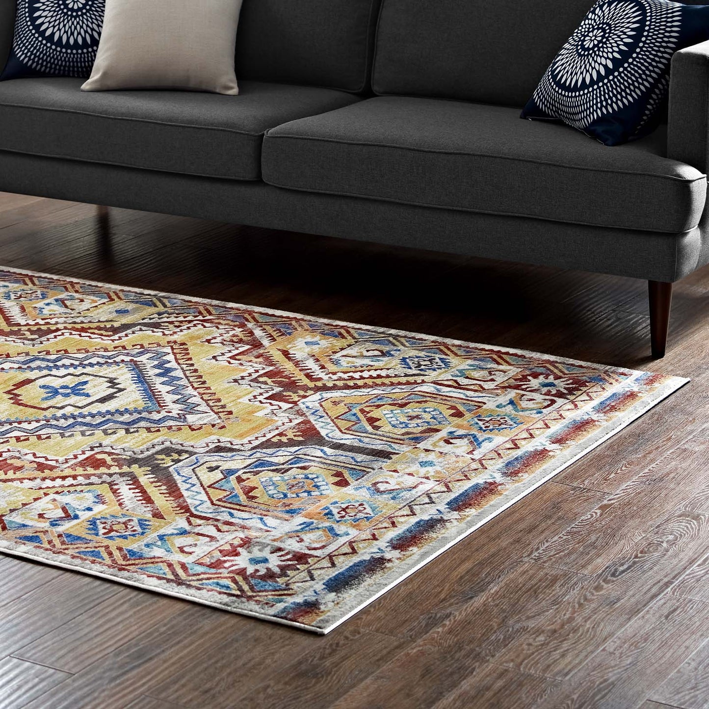 Florita Distressed Southwestern Aztec 8x10 Area Rug by Modway