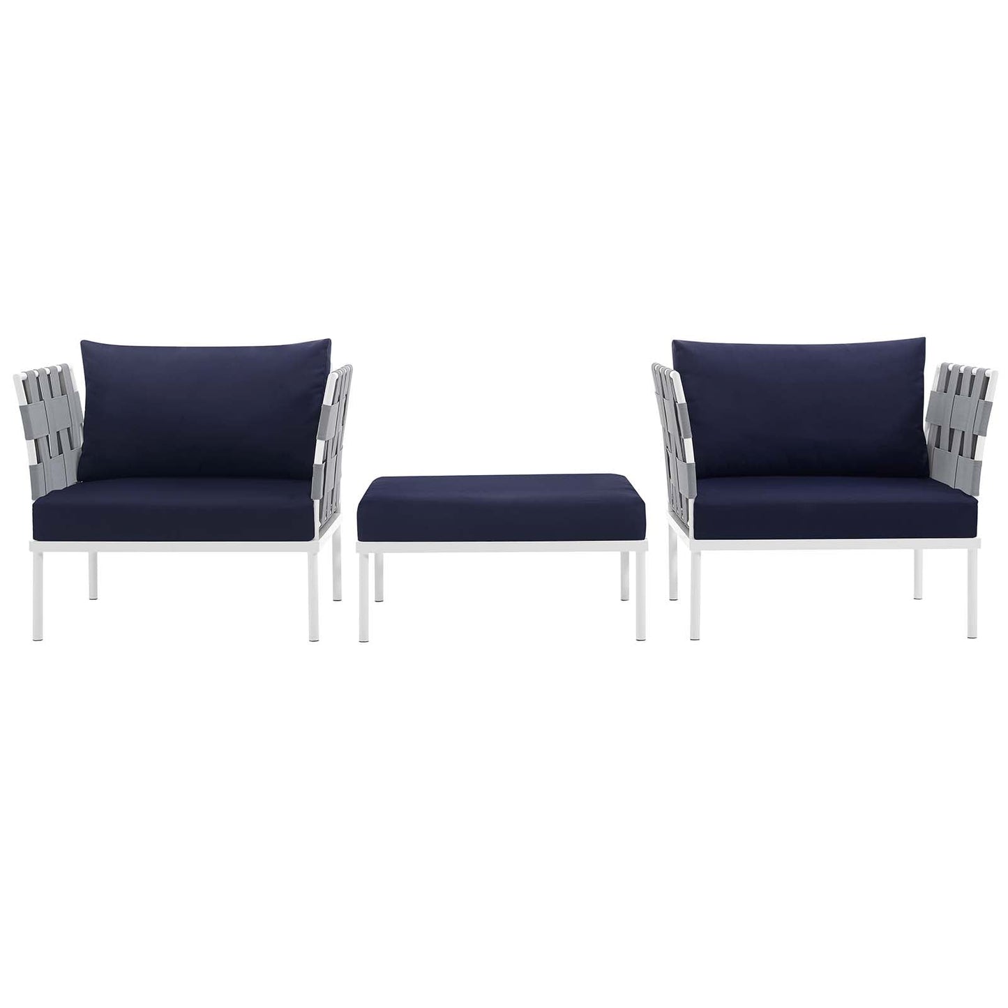 Harmony 3 Piece Outdoor Patio Aluminum Sectional Sofa Set by Modway
