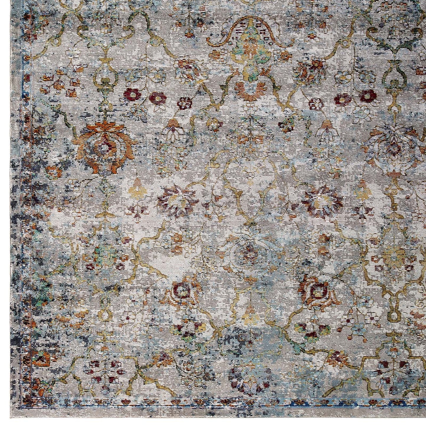 Success Manuka Distressed Vintage Floral Lattice 4x6 Area Rug by Modway