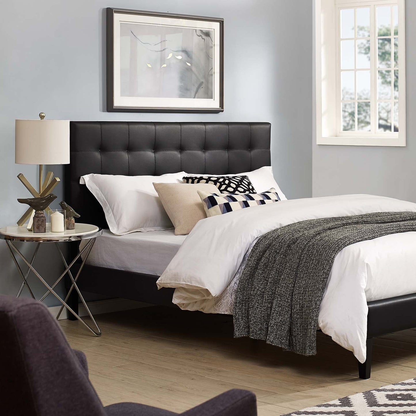 Paisley Tufted Upholstered Faux Leather Full / Queen Headboard by Modway