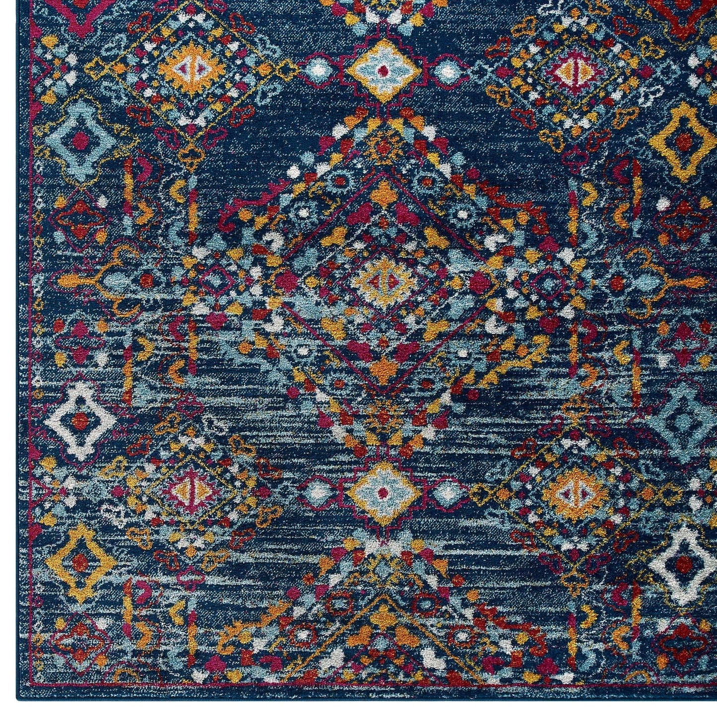 Entourage Khalida Distressed Vintage Floral Lattice 5x8 Area Rug by Modway