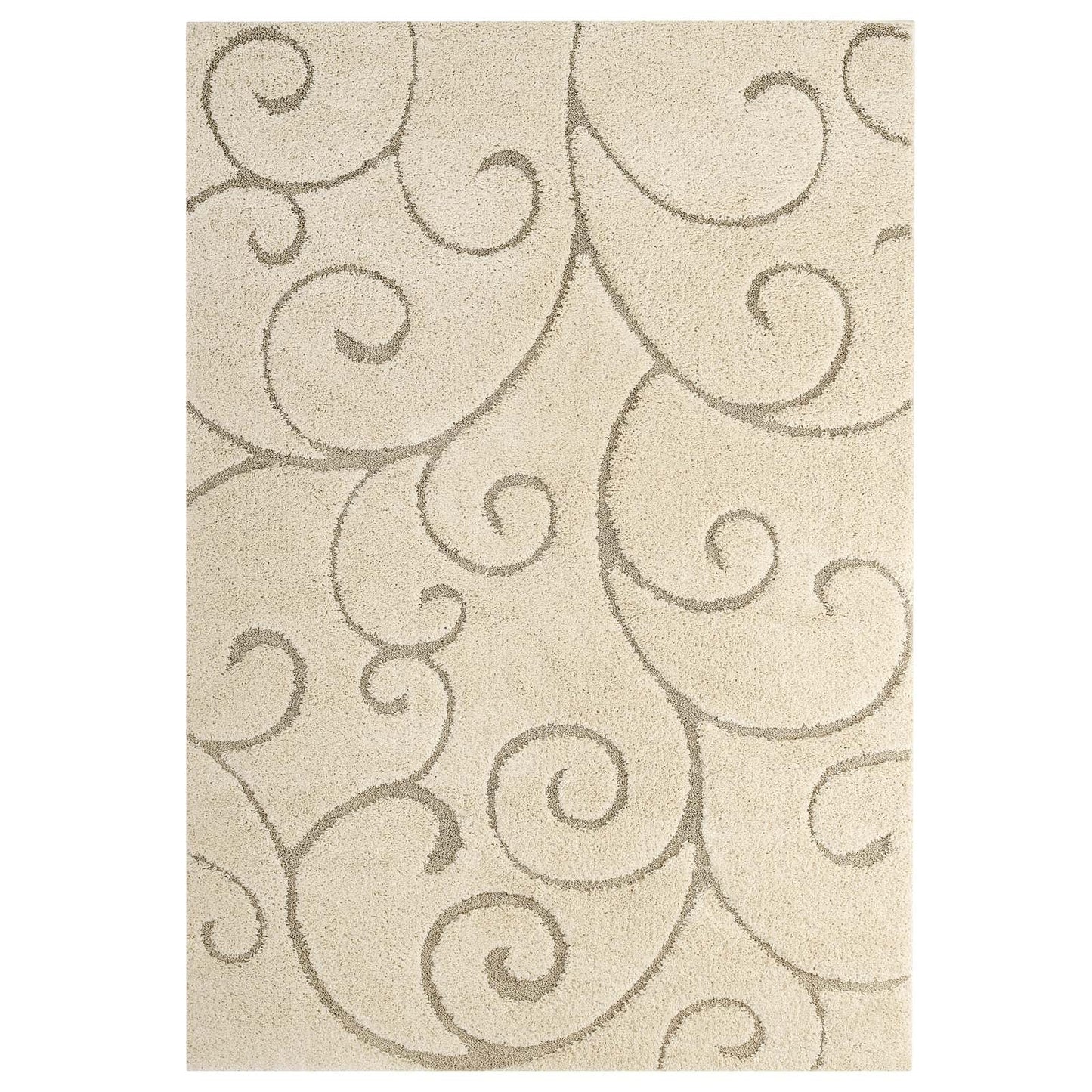 Jubilant Burgeon Scrolling Vine Shag 5x8 Area Rug by Modway