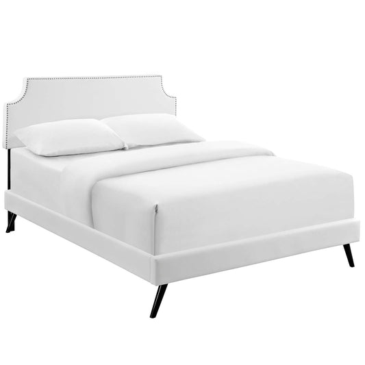 Corene Vinyl Queen Platform Bed with Round Splayed Legs by Modway