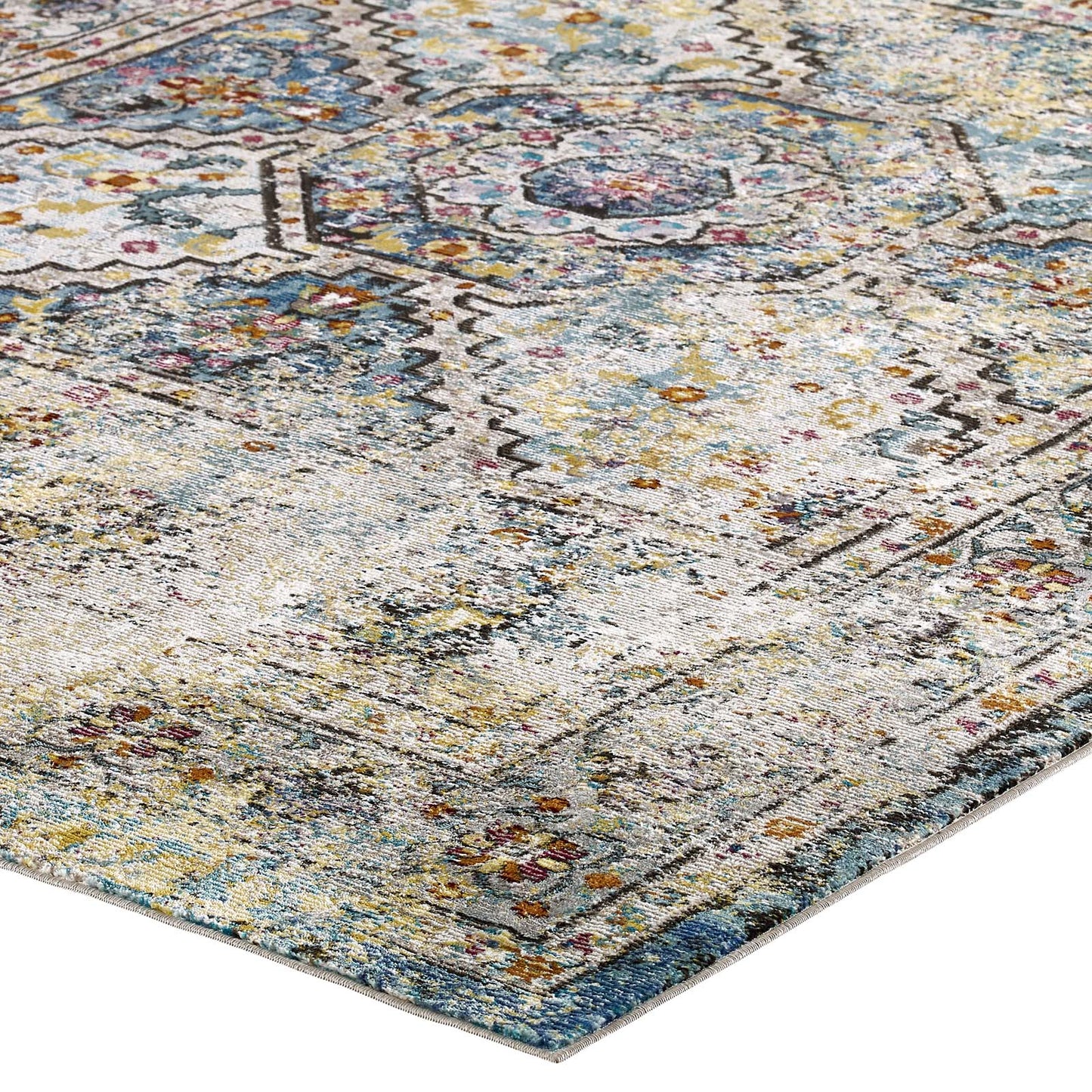 Success Jacinda Distressed Vintage Floral Vintage Medallion 8x10 Area Rug by Modway