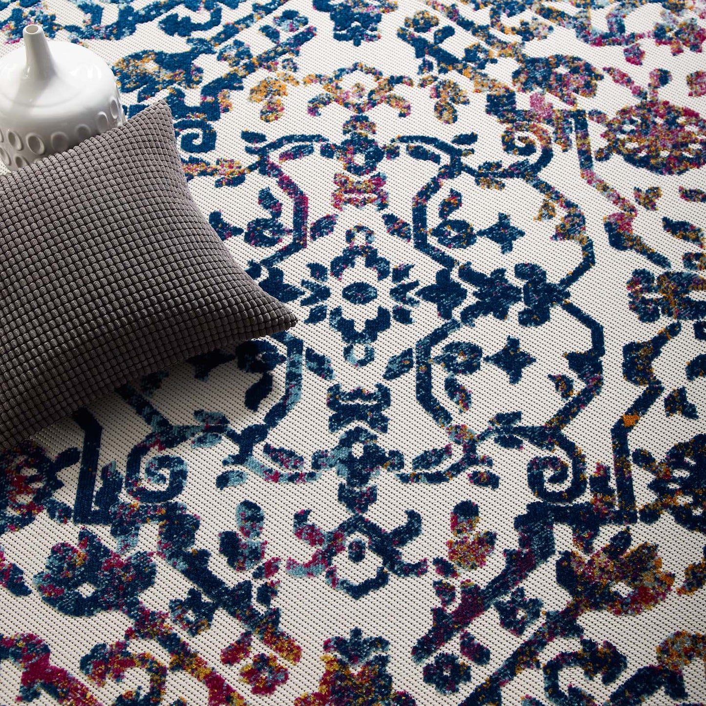Reflect Primrose Ornate Floral Lattice 8x10 Indoor/Outdoor Area Rug by Modway