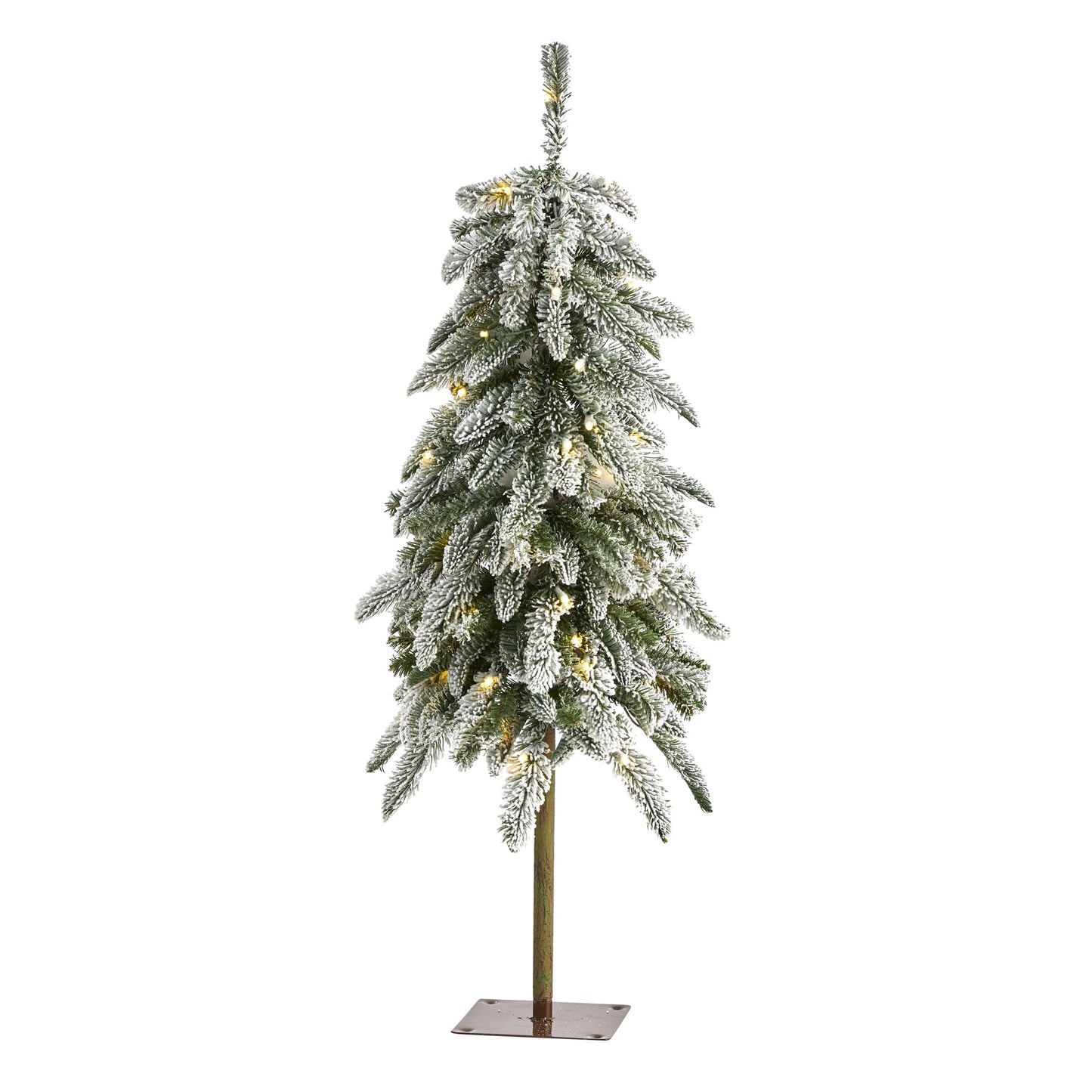 3.5' Flocked Washington Alpine Christmas Tree with 50 White Warm LED lights