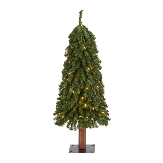 3' Grand Alpine Artificial Christmas Tree with 50 Clear Lights w/Natural Trunk