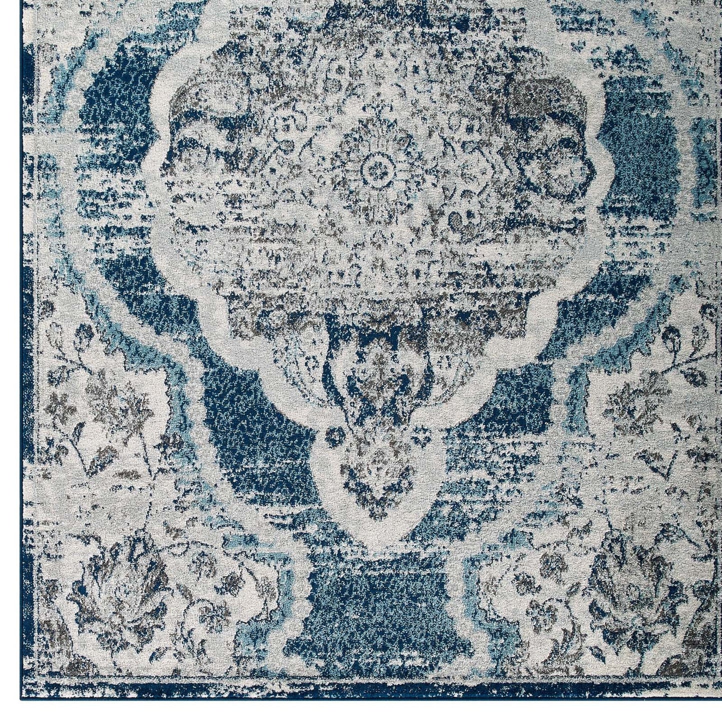 Entourage Malia Distressed Vintage Floral Vintage Medallion 5x8 Area Rug by Modway