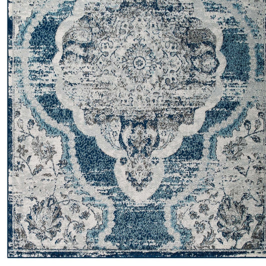 Entourage Malia Distressed Vintage Floral Vintage Medallion 5x8 Area Rug by Modway