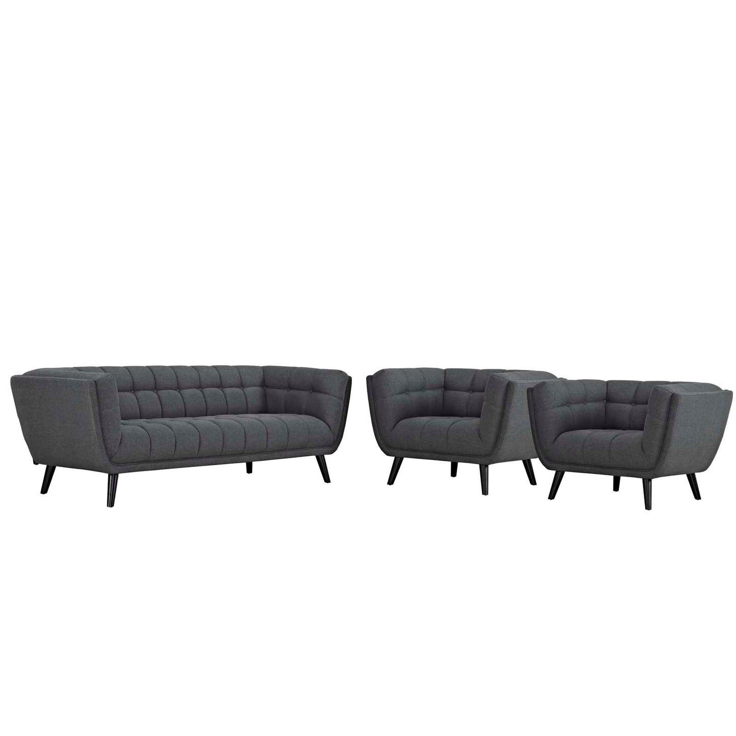 Bestow 3 Piece Upholstered Fabric Sofa and Armchair Set by Modway