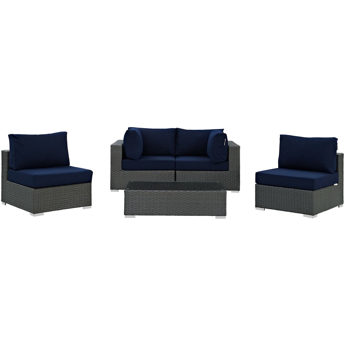 Sojourn 5 Piece Outdoor Patio Sunbrella¨ Sectional Set by Modway