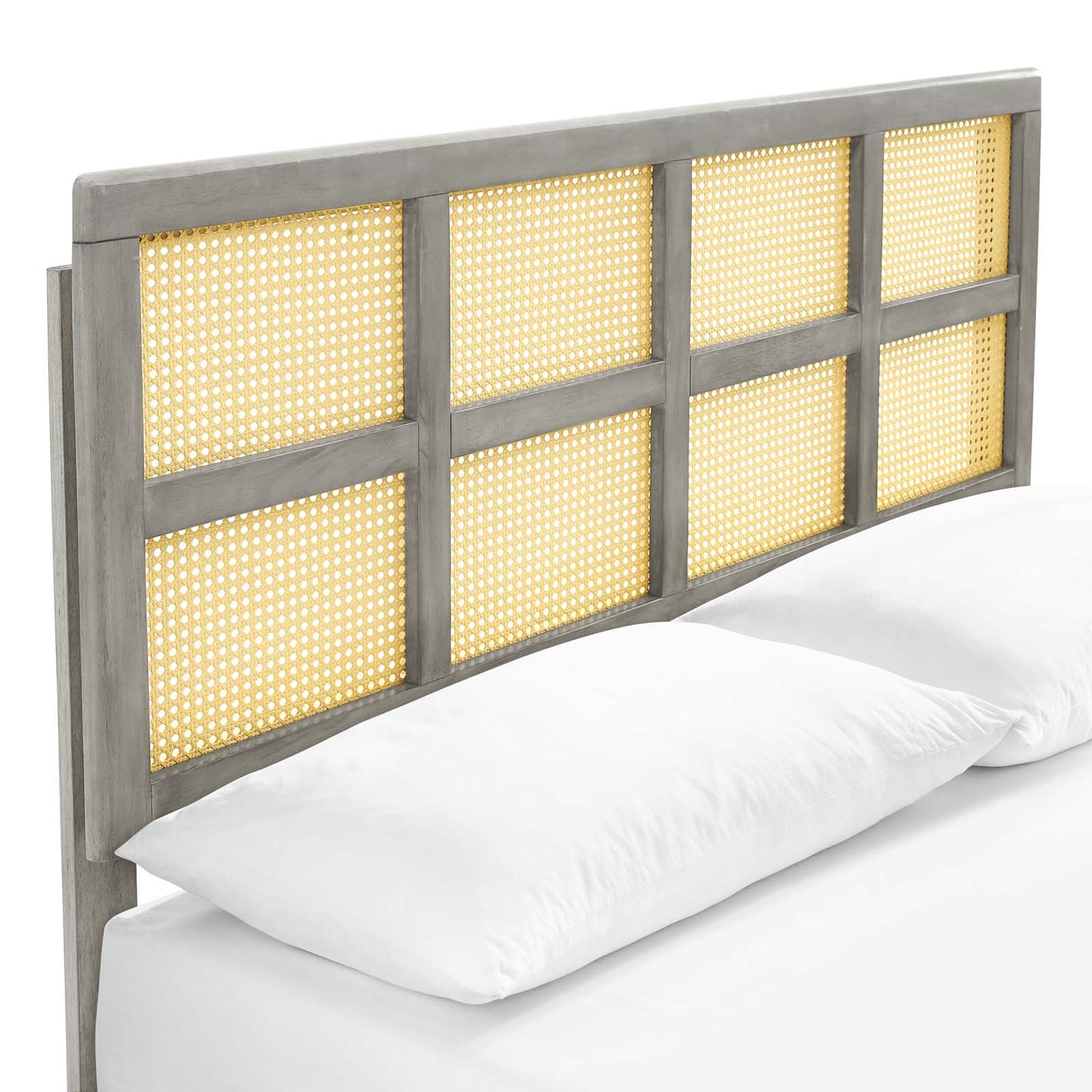 Sidney Cane and Wood Full Platform Bed With Angular Legs by Modway