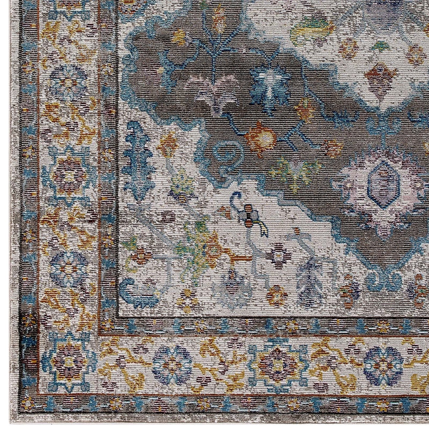 Success Anisah Distressed Floral Vintage Medallion 5x8 Area Rug by Modway