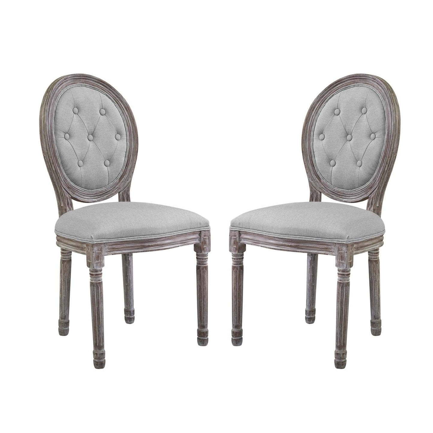 Arise Vintage French Upholstered Fabric Dining Side Chair Set of 2 by Modway