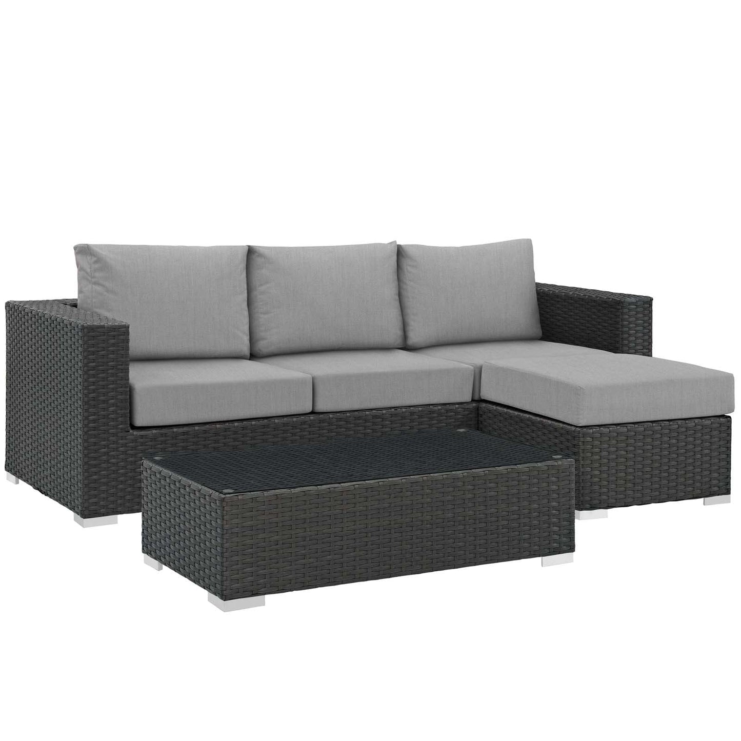Sojourn 3 Piece Outdoor Patio Sunbrella¨ Sectional Set by Modway