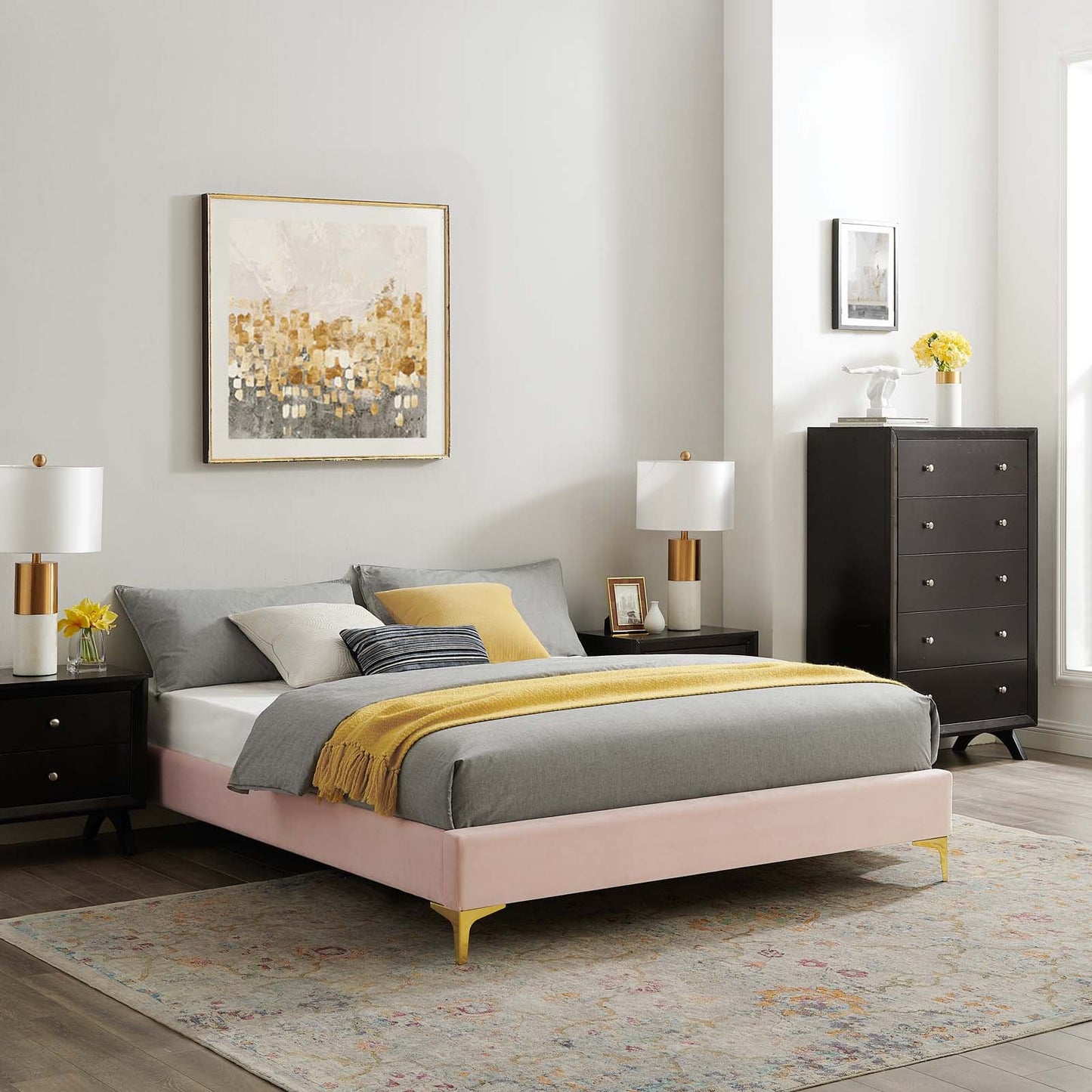 Sutton Performance Velvet King Bed Frame by Modway