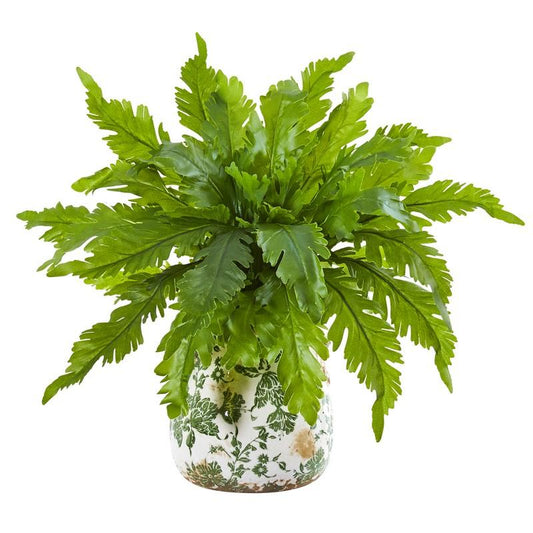 13"  Fern Artificial Plant in Floral Vase