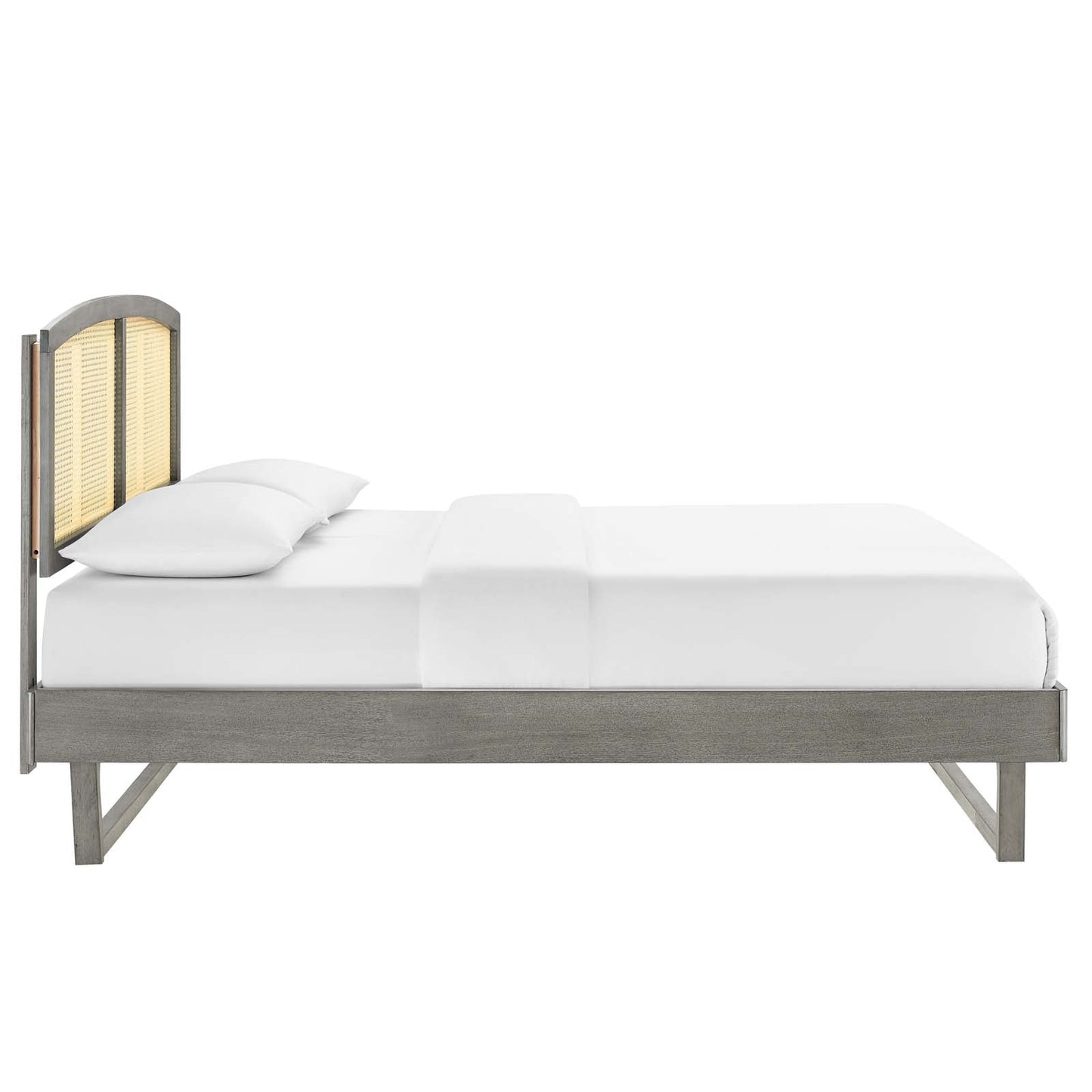 Sierra Cane and Wood Full Platform Bed With Angular Legs by Modway