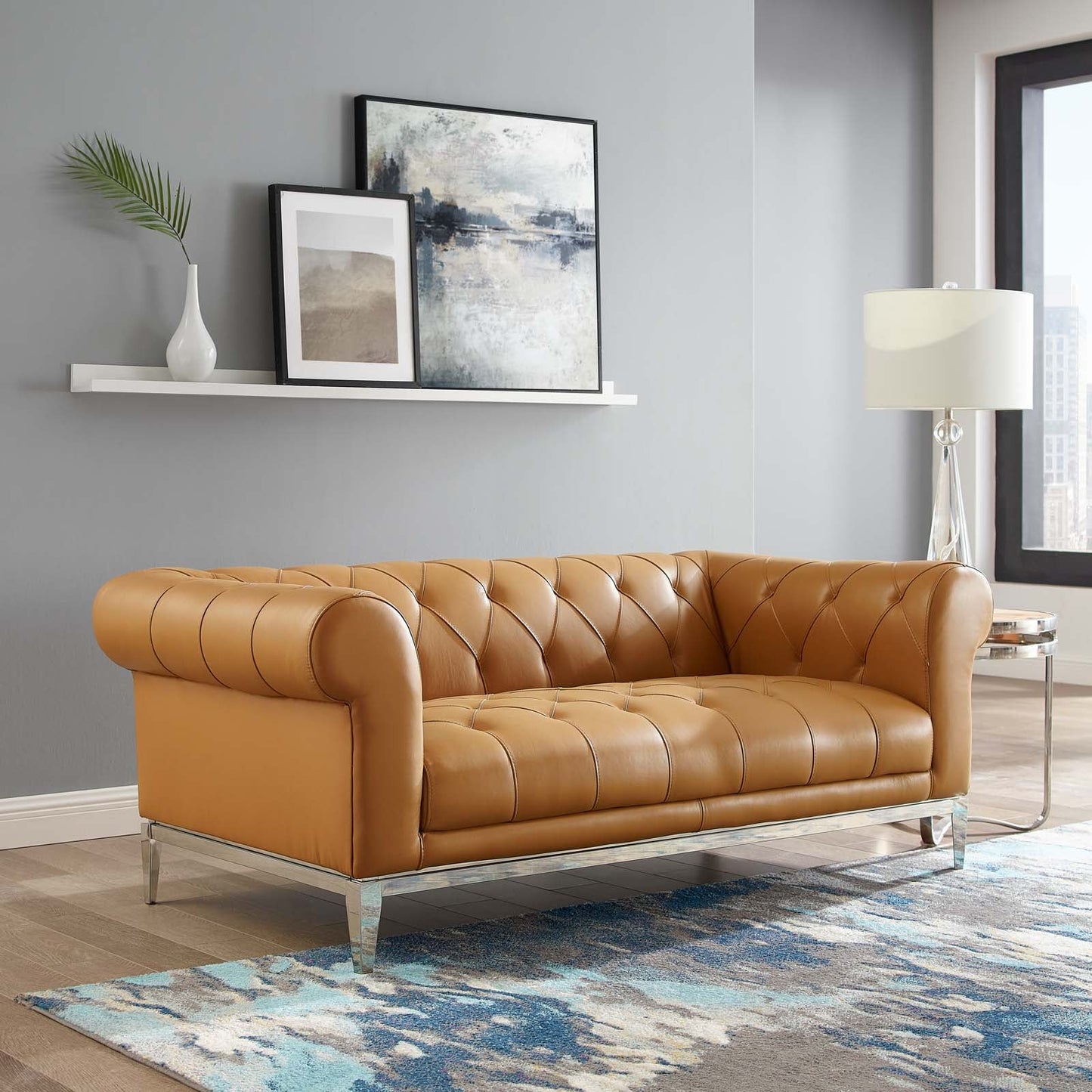 Idyll Tufted Button Upholstered Leather Chesterfield Loveseat by Modway