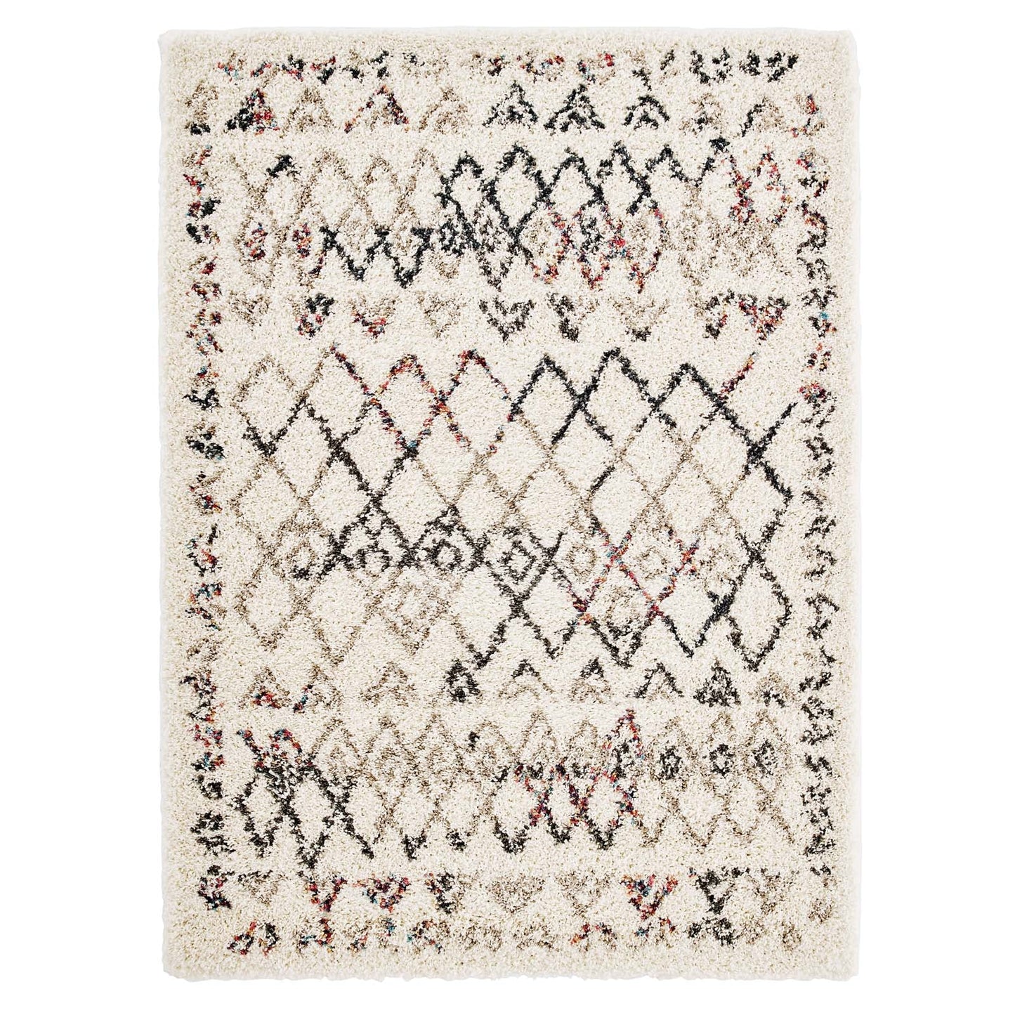 Skadi Rainbow Diamond Shag Area Rug in Multicolor