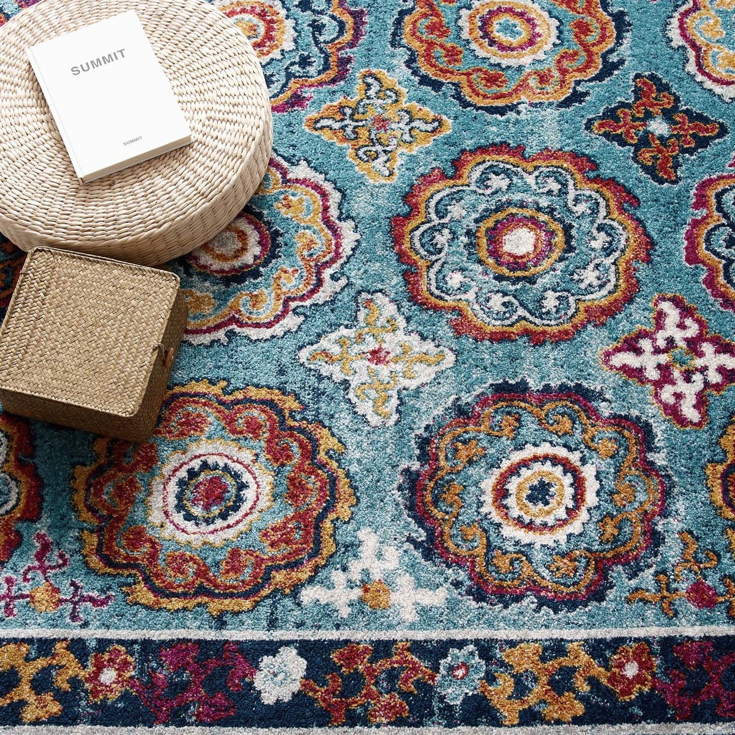 Entourage Odile Distressed Floral Moroccan Trellis 8x10 Area Rug by Modway
