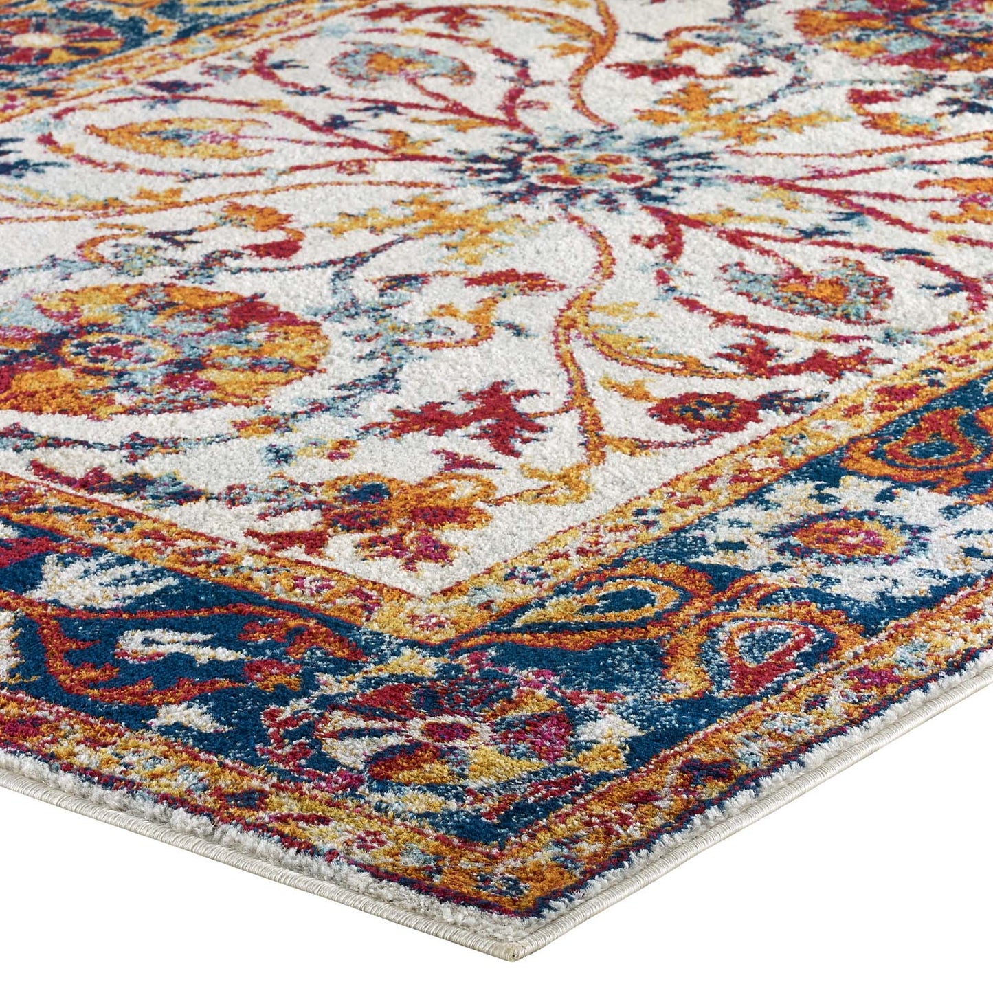Entourage Samira Distressed Vintage Floral Vintage Medallion 8x10 Area Rug by Modway