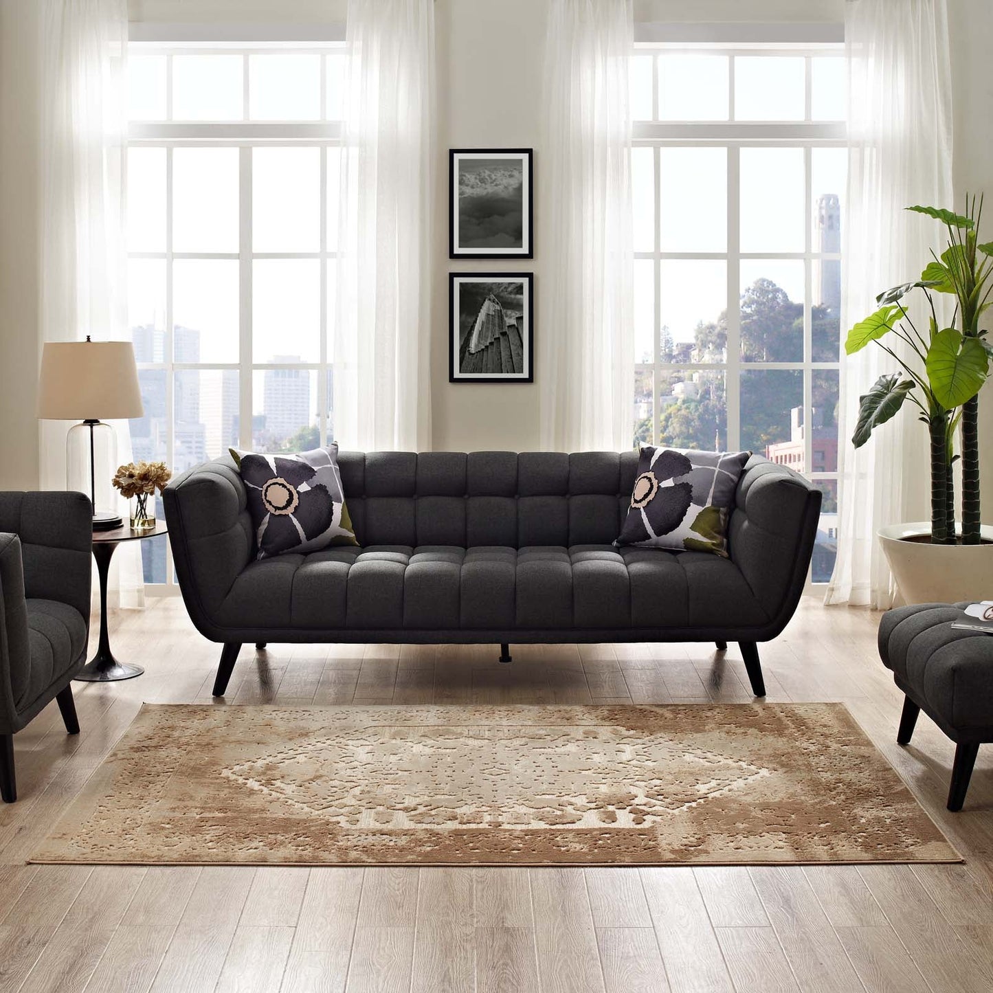 Rosina Distressed Vintage Medallion 5x8 Area Rug by Modway