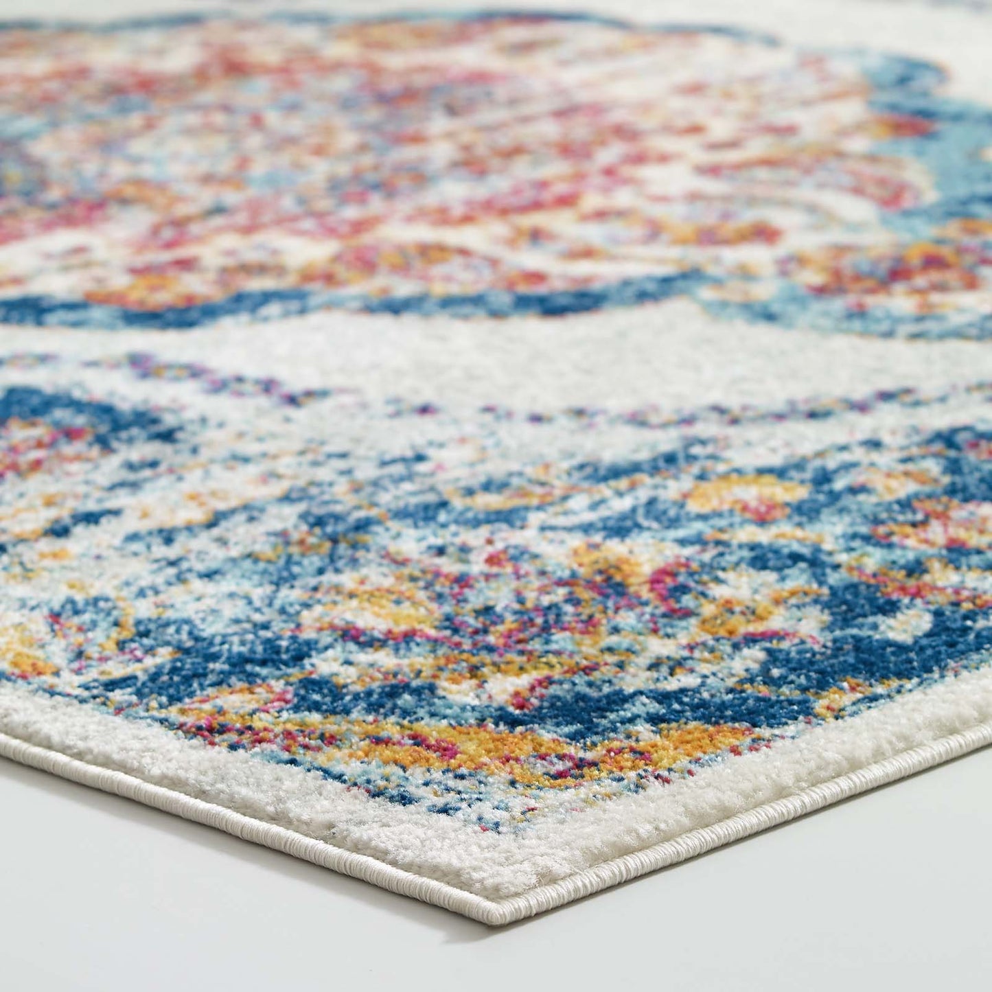 Entourage Malia Distressed Vintage Floral Vintage Medallion 8x10 Area Rug by Modway