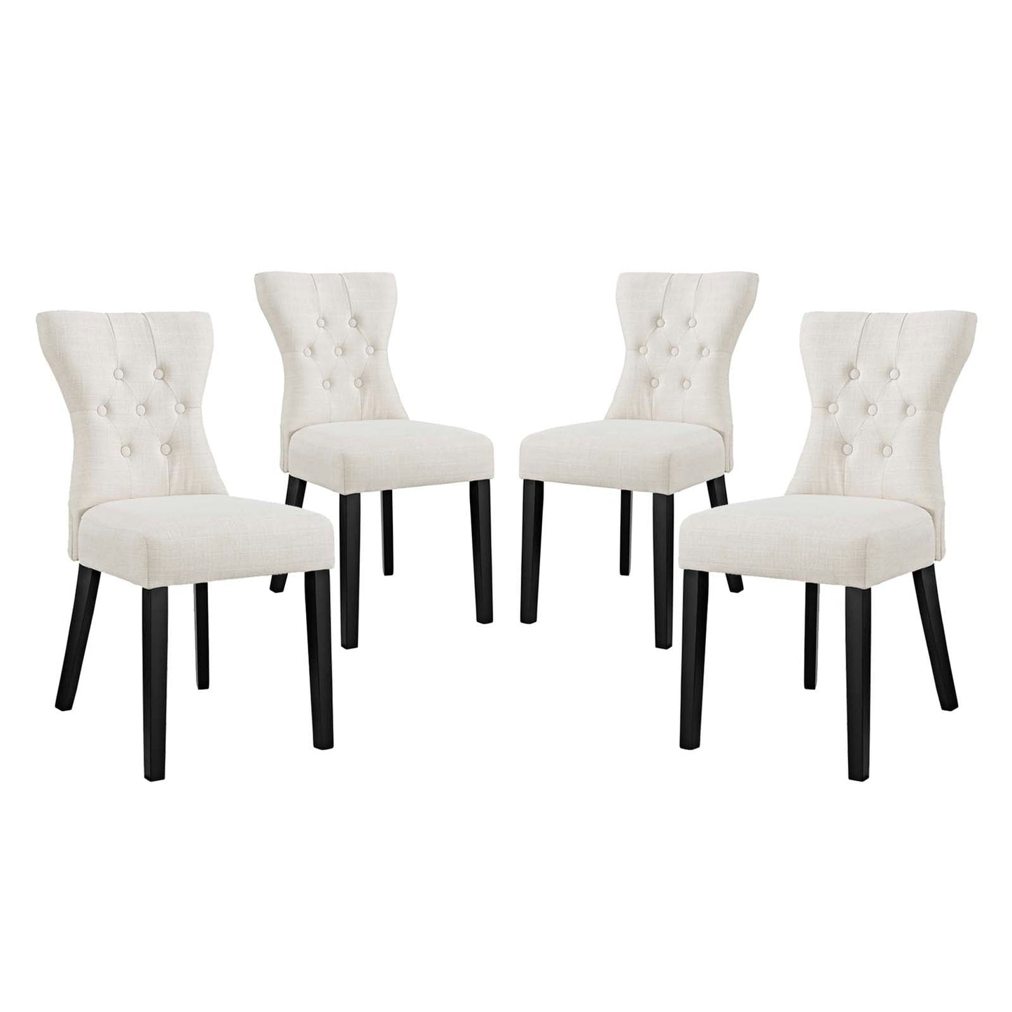 Silhouette Upholstered Fabric Dining Side Chairs Set of 4 by Modway